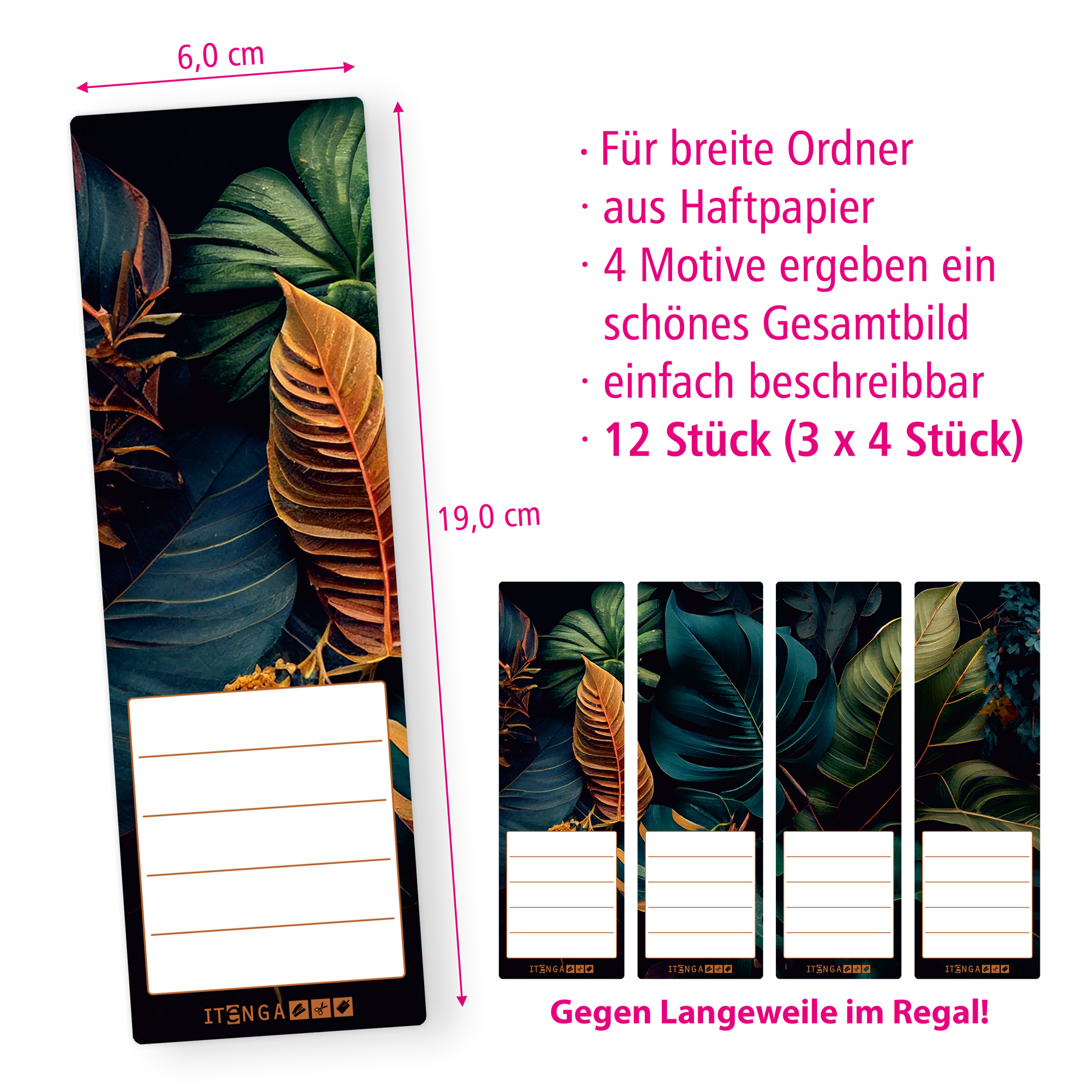 itenga 12er Set Ordneretiketten als Panorama Motiv Exoti...