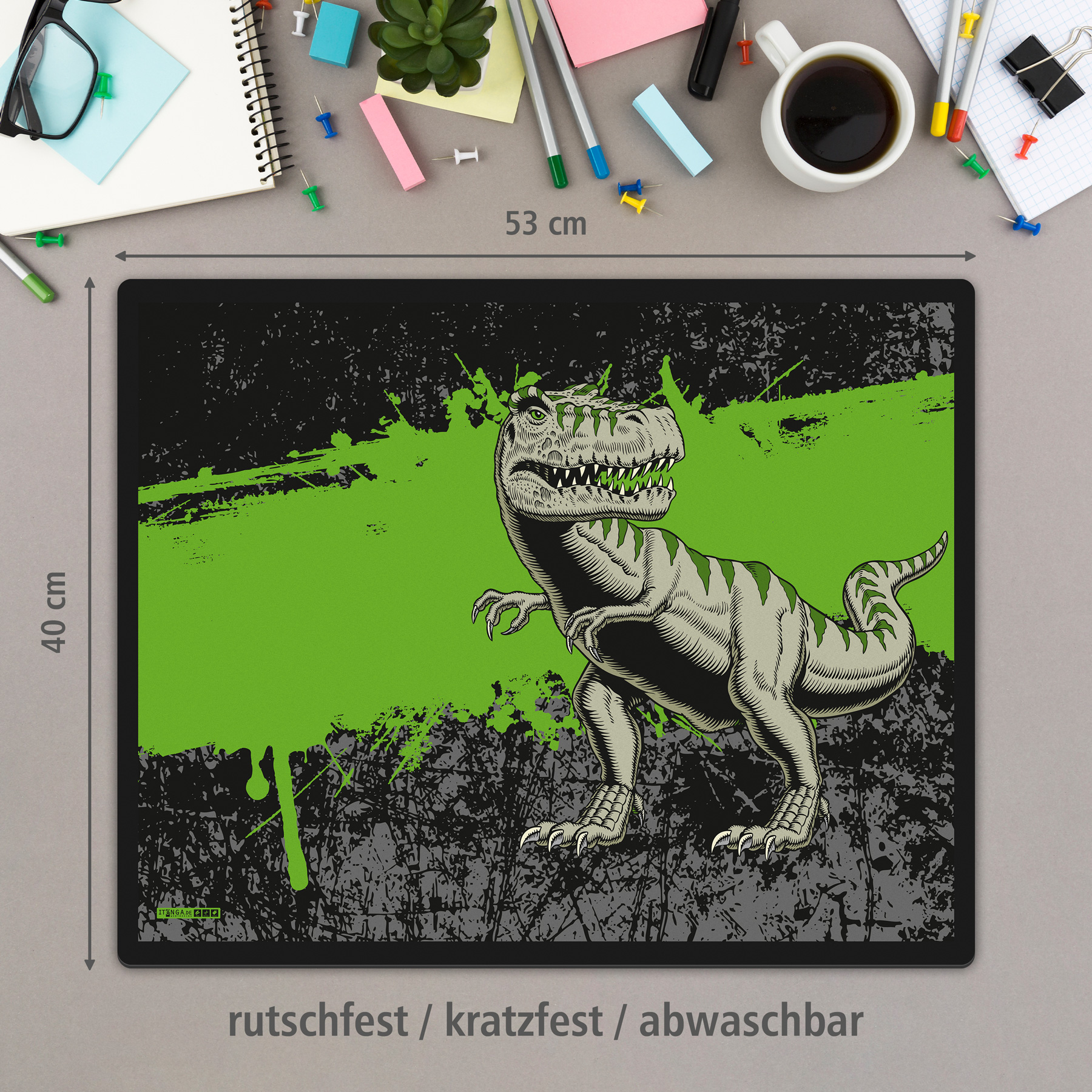 itenga Schreibunterlage V1 Motiv TREX Dinosaurier