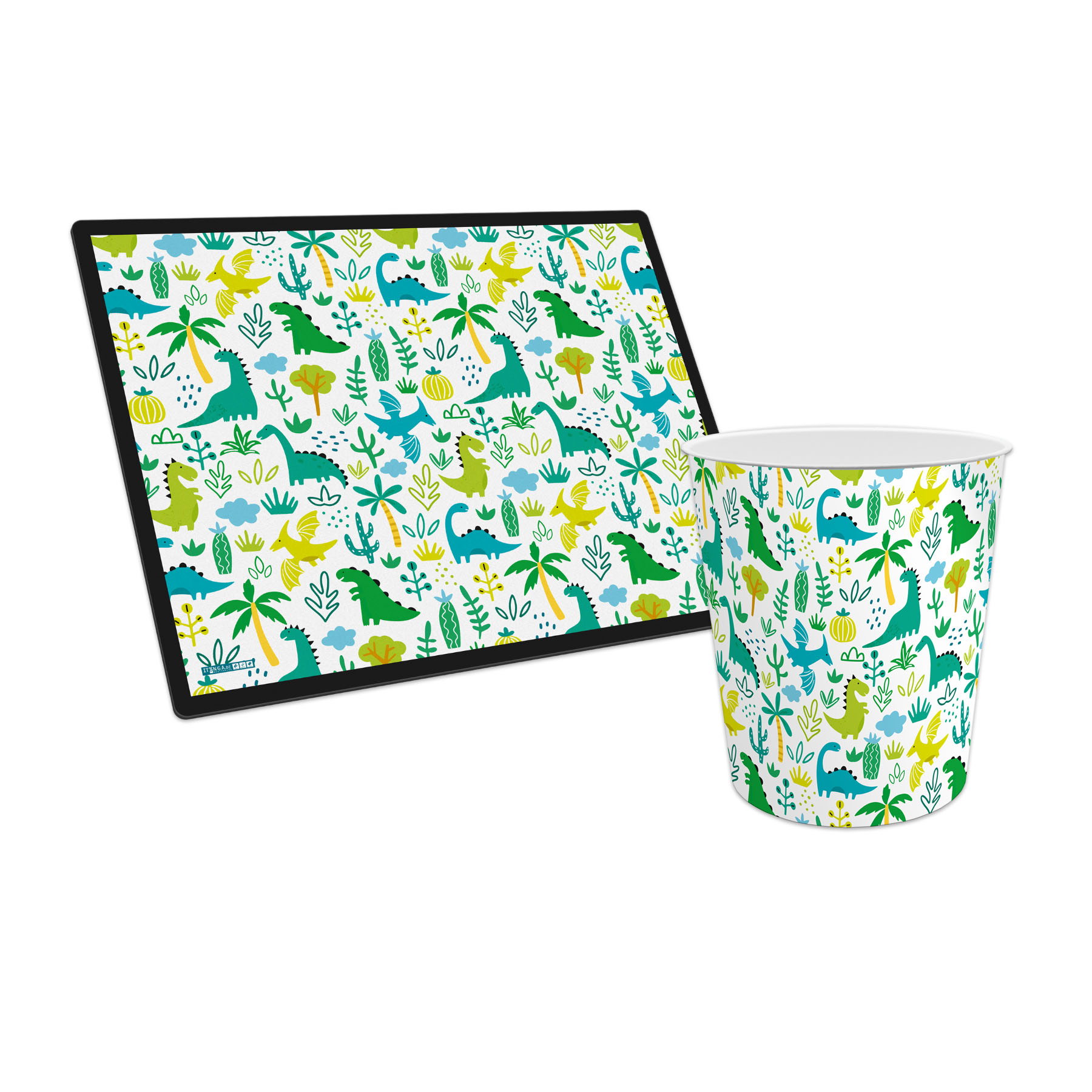itenga Papierkorb mit Schreibunterlage Motiv Dinos Set