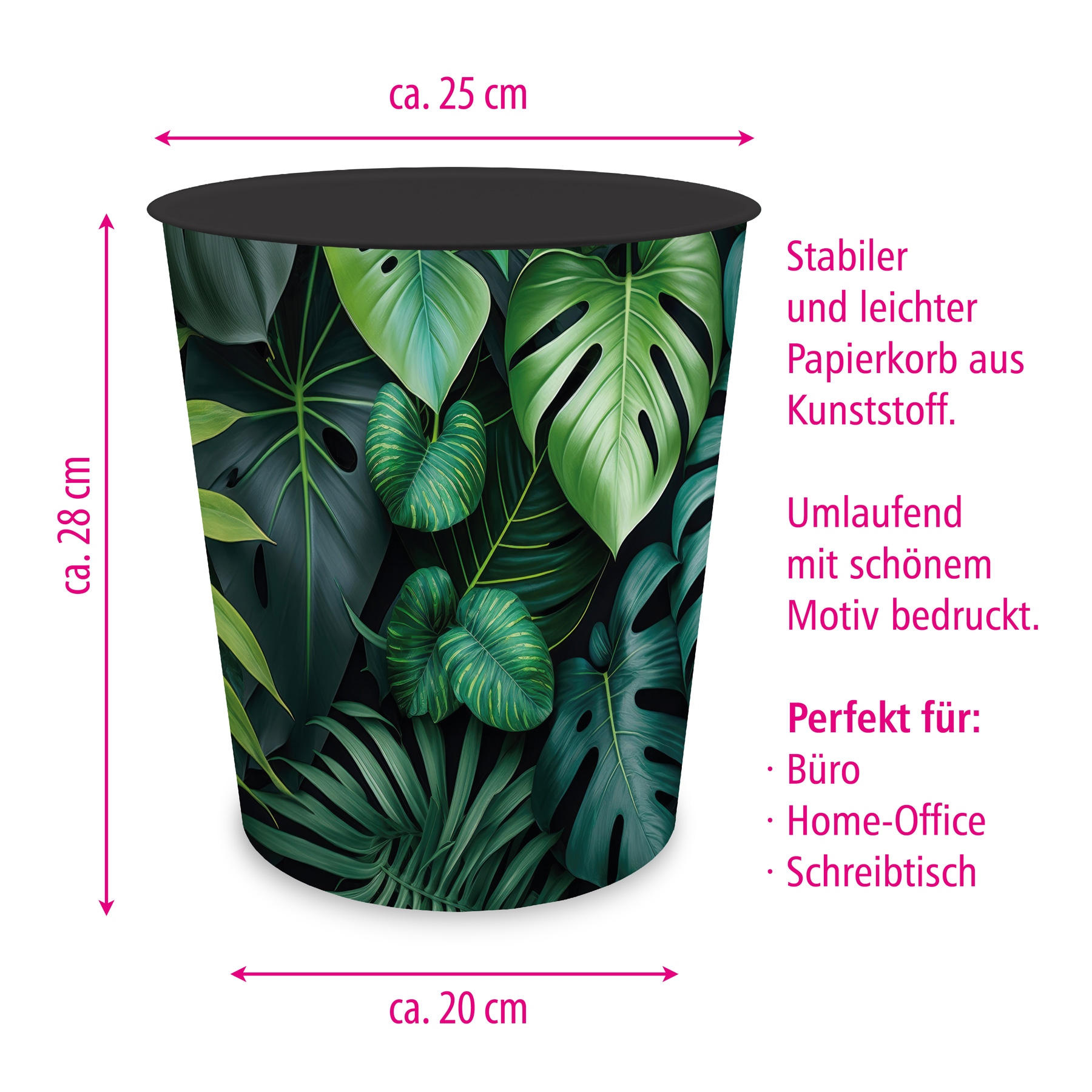 itenga Papierkorb mit Schreibunterlage Motiv Dschungelbl...