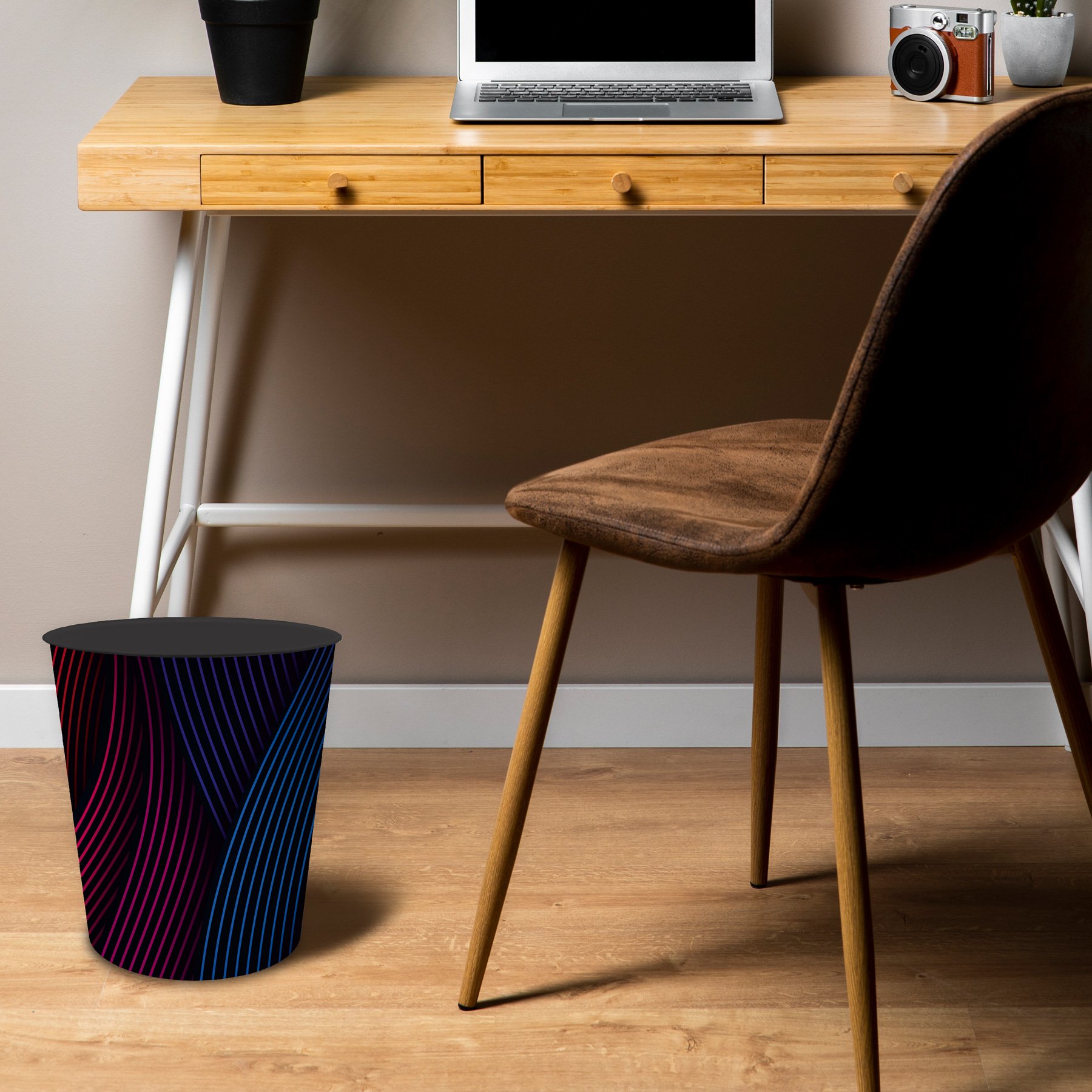 itenga Papierkorb mit Schreibunterlage Motiv Bunte Wellen