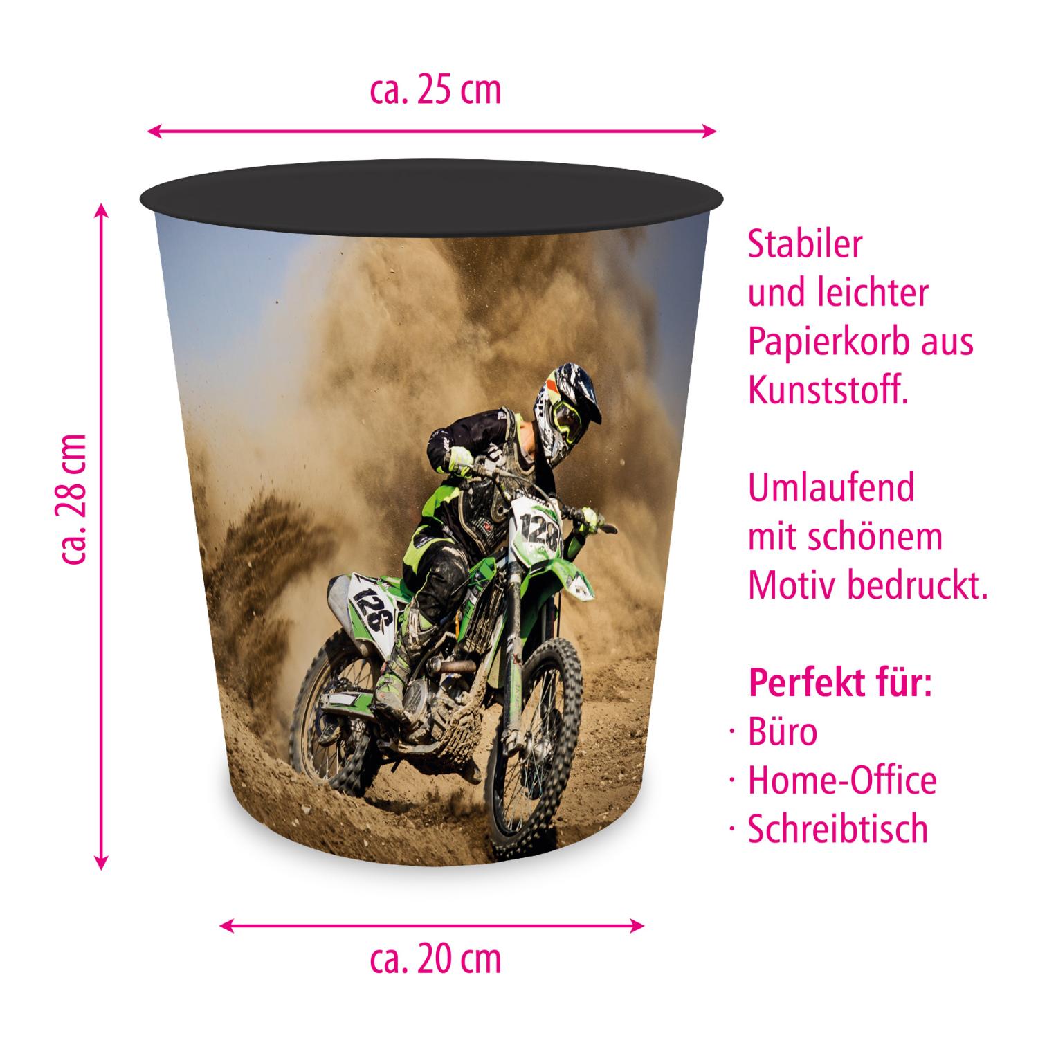 itenga Papierkorb mit Schreibunterlage Motiv Motocross