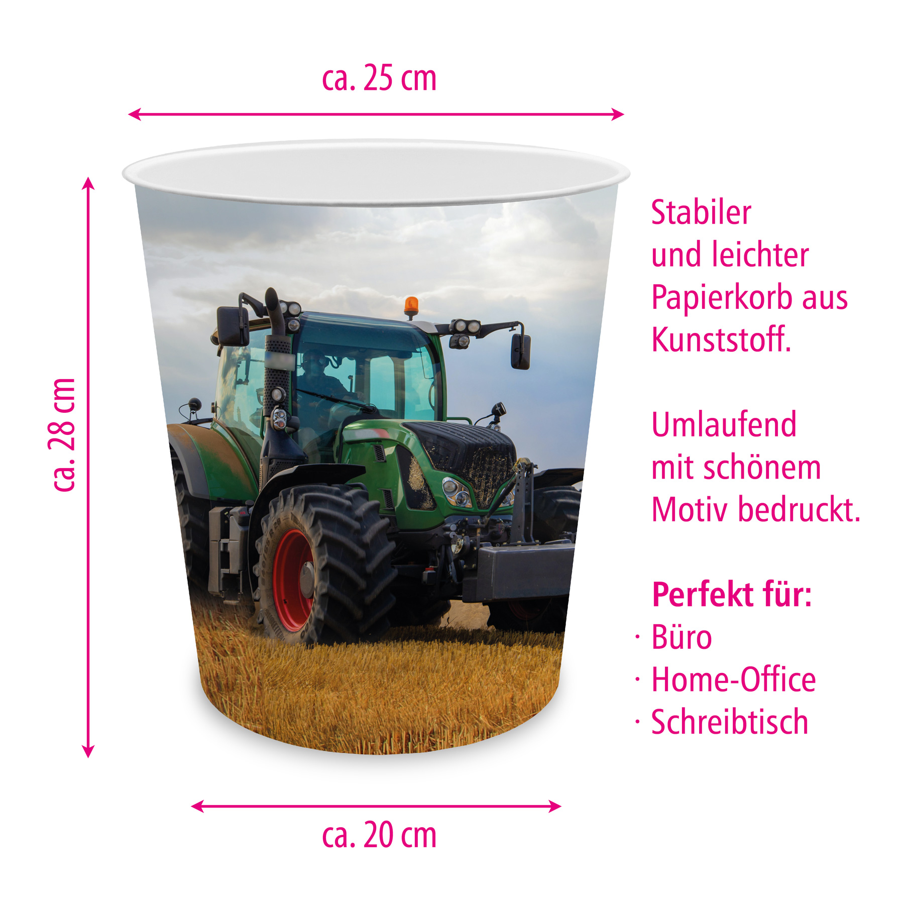 itenga Papierkorb mit Schreibunterlage Motiv Traktor im ...