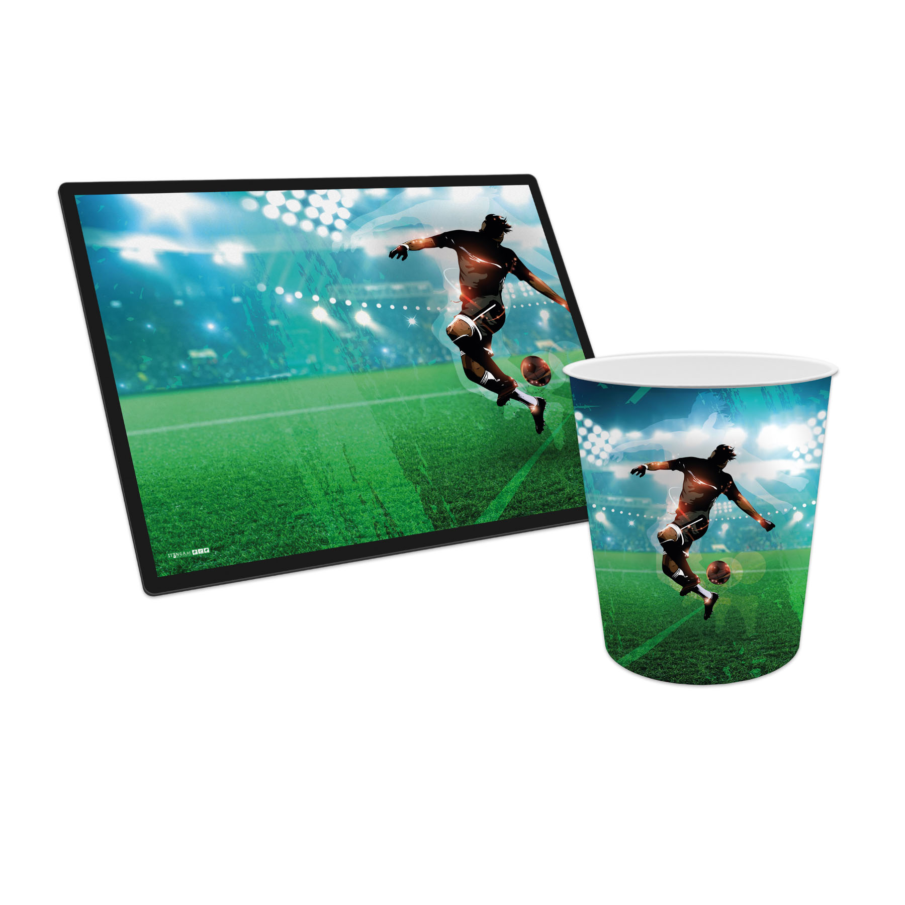 itenga Papierkorb mit Schreibunterlage Motiv Fu�baller