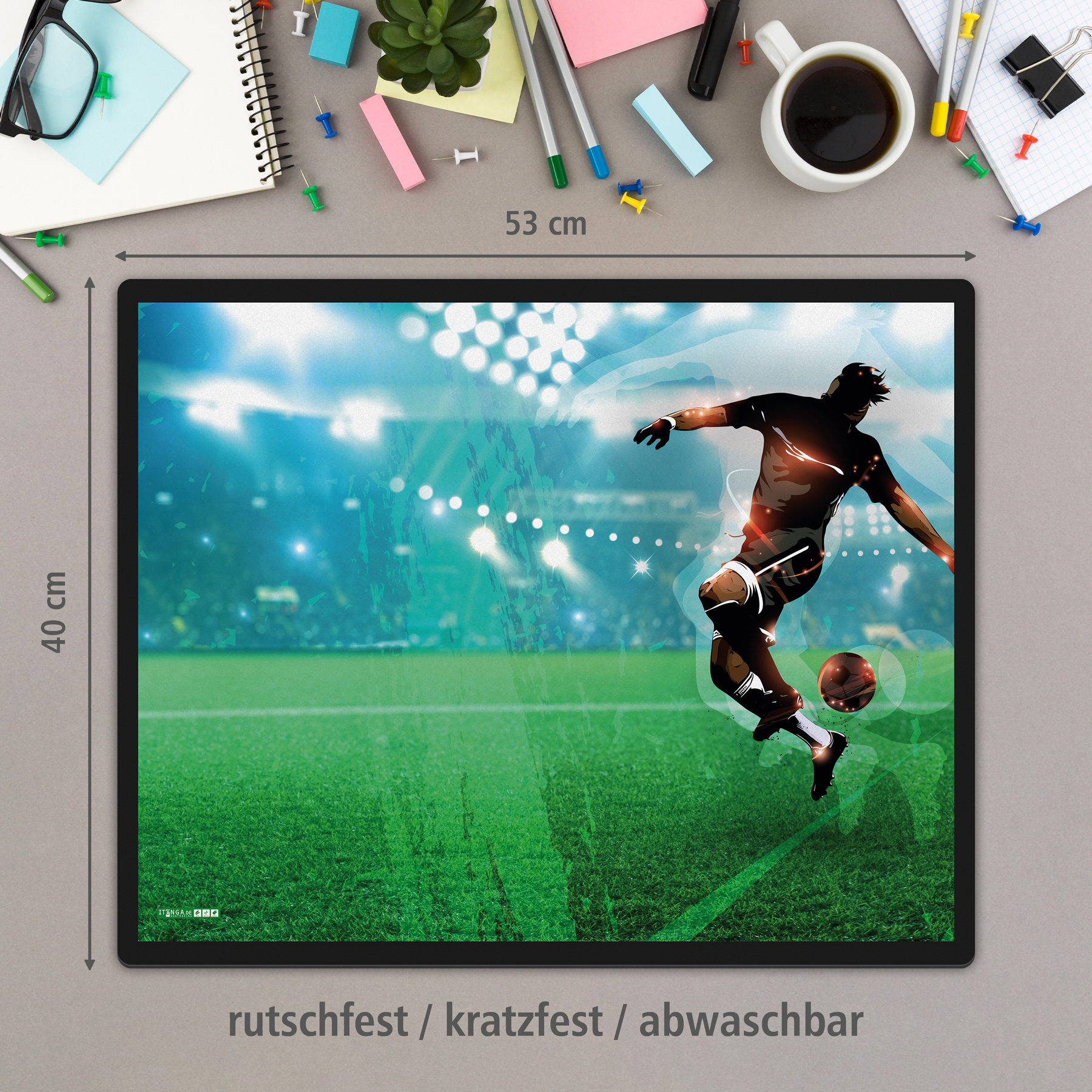 itenga Papierkorb mit Schreibunterlage Motiv Fu�baller