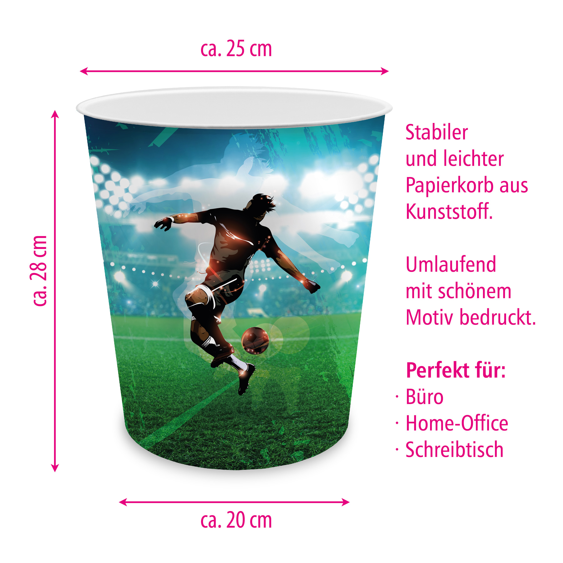 itenga Papierkorb mit Schreibunterlage Motiv Fu�baller