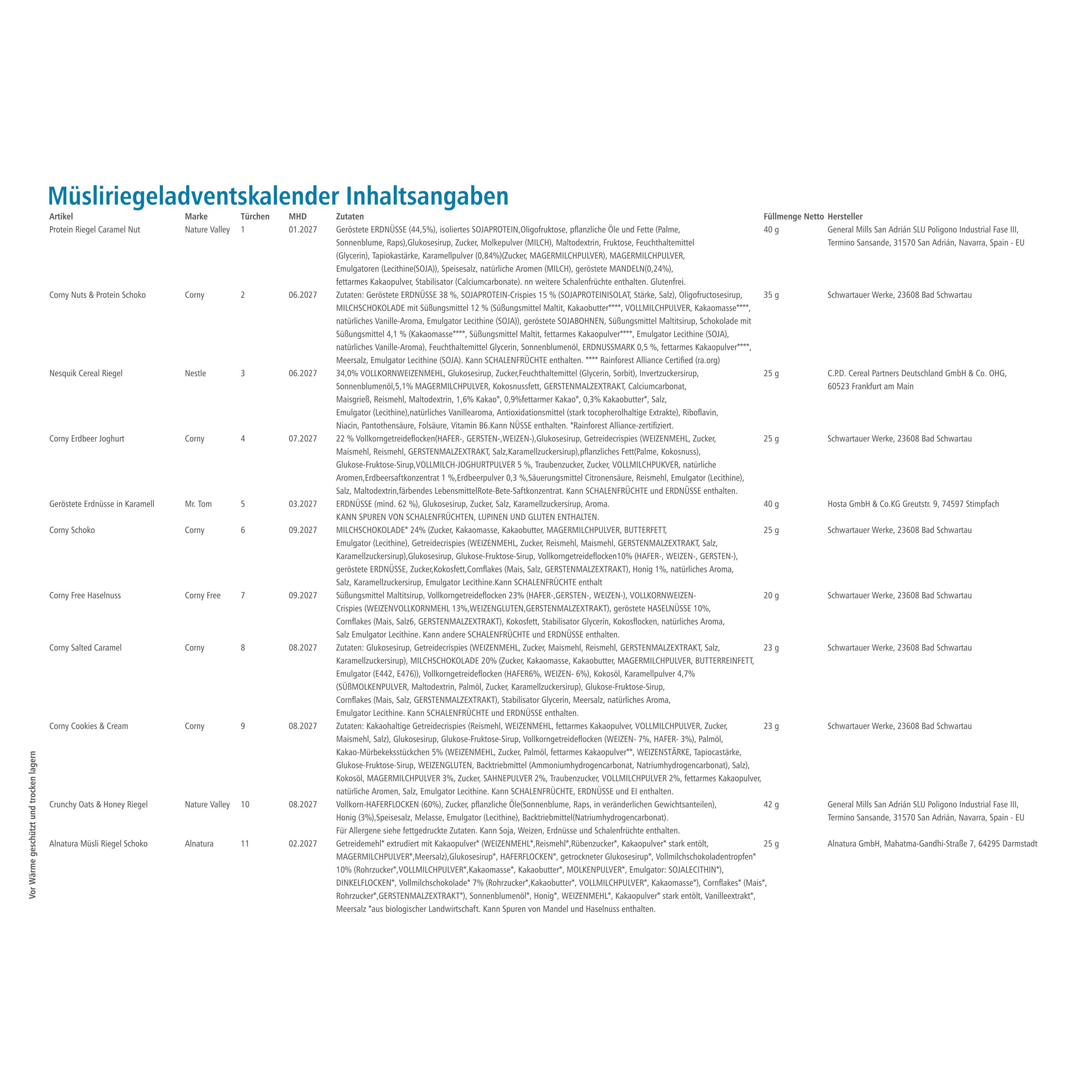 itenga M�sli-Riegel Adventskalender