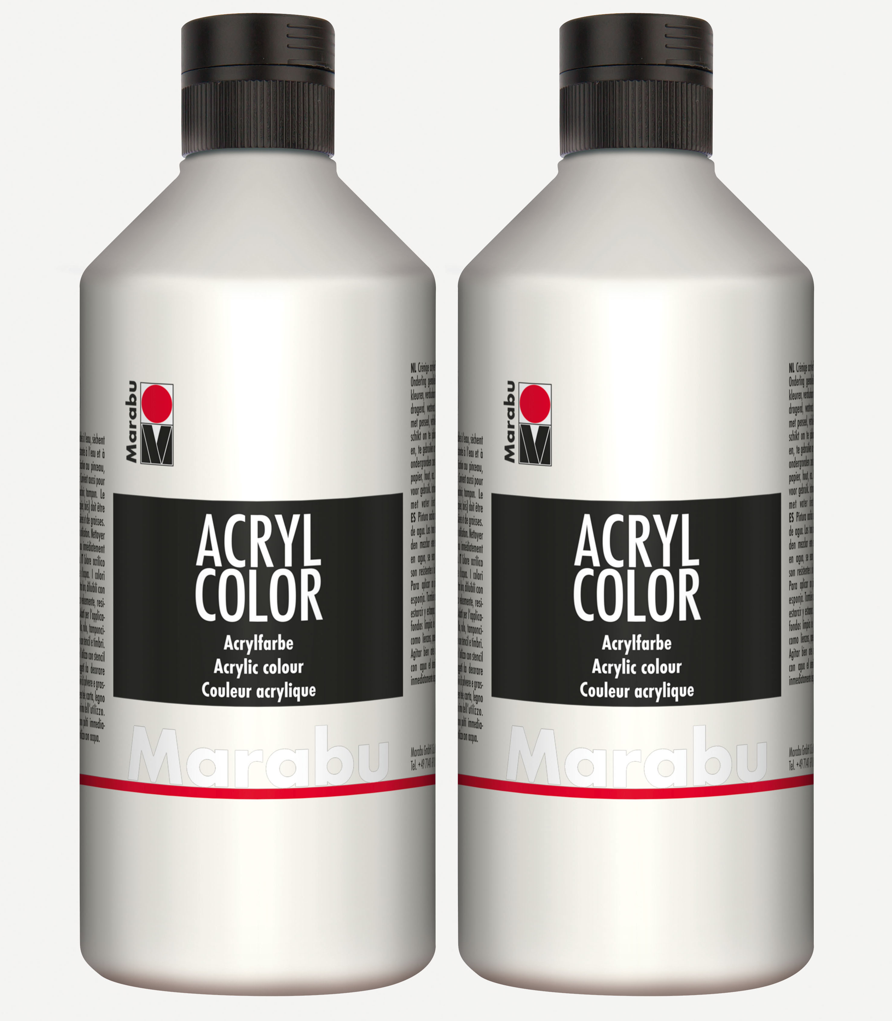 2x Marabu Acrylfarbe Acryl Color je 500ml Flasche, wei� 070