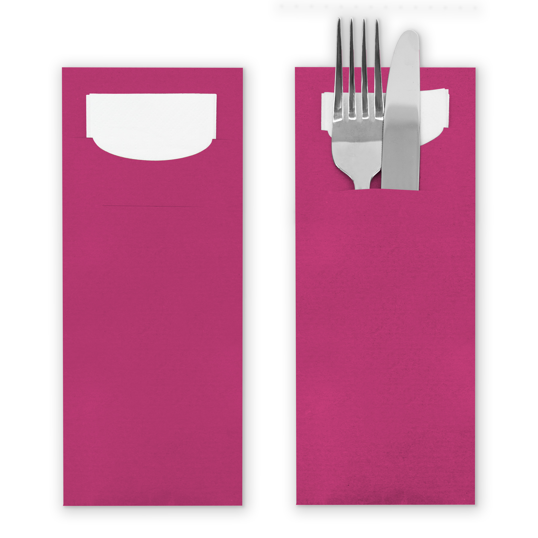 itenga 24x Bestecktasche aus Papier PINK Einweg mit Serv...