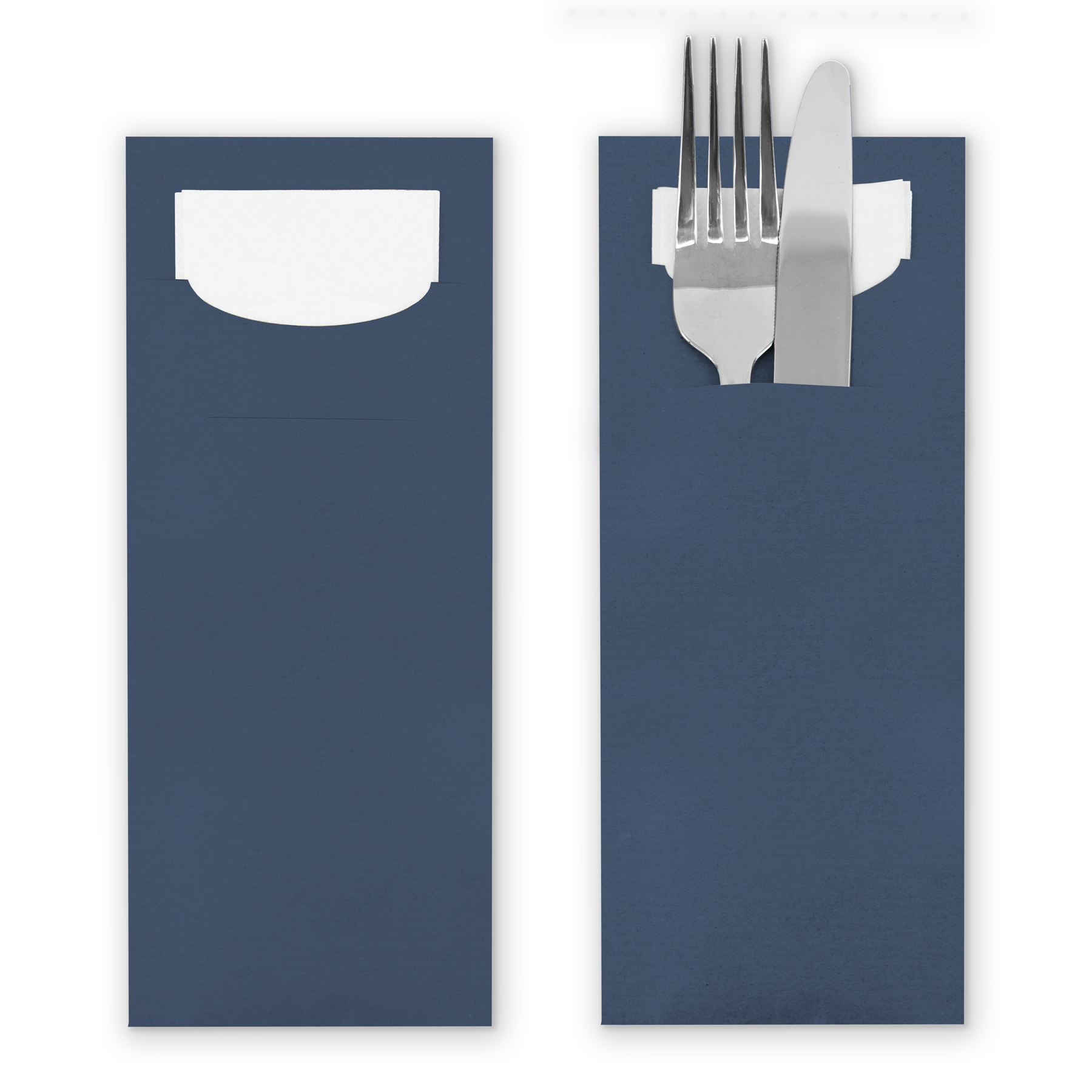 itenga 24x Bestecktasche aus Papier DUNKELBLAU Einweg mi...