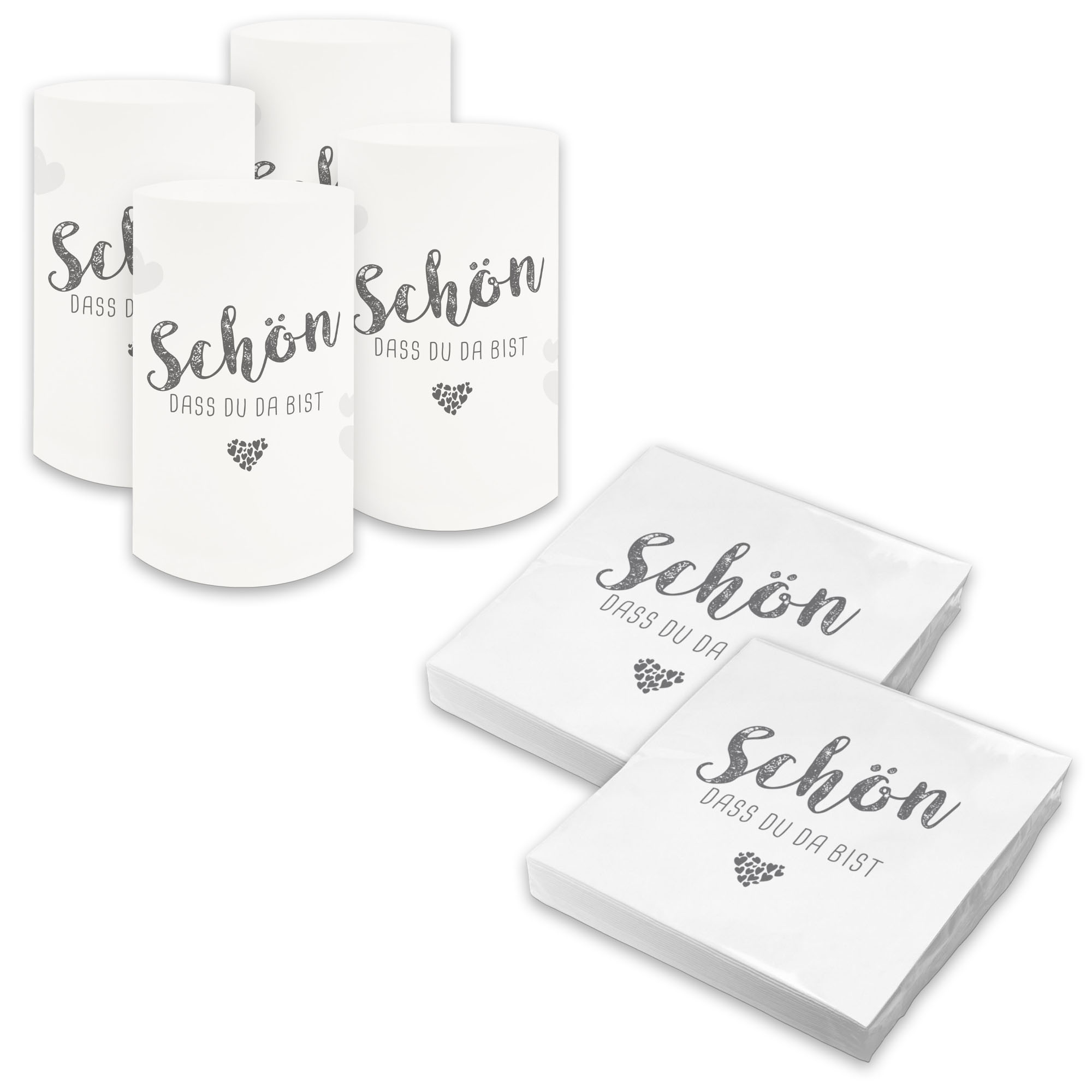 itenga 6x Windlicht + 40x Servietten - Sch�n dass du da ...