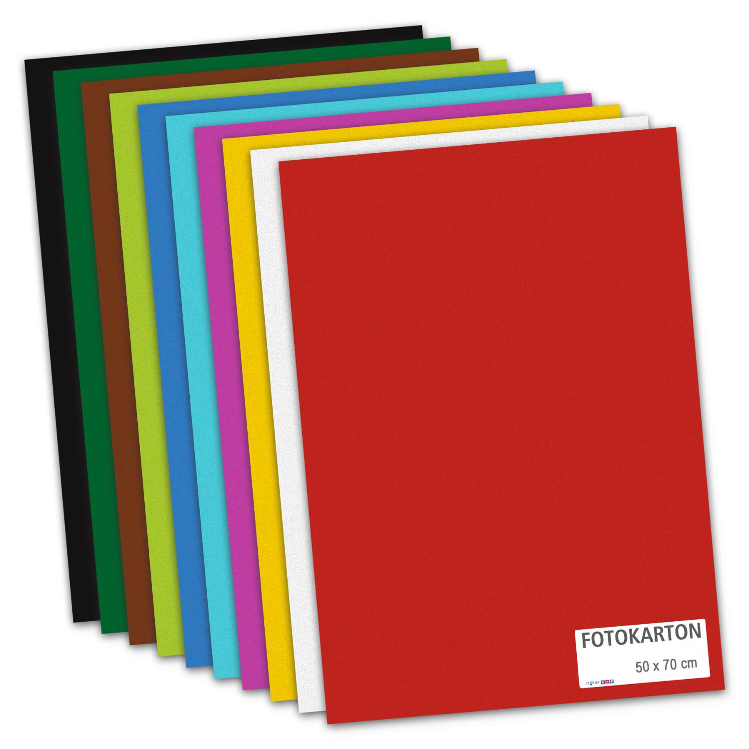itenga Fotokarton farbig sortiert 50x70cm 300g/qm 10 Bog...