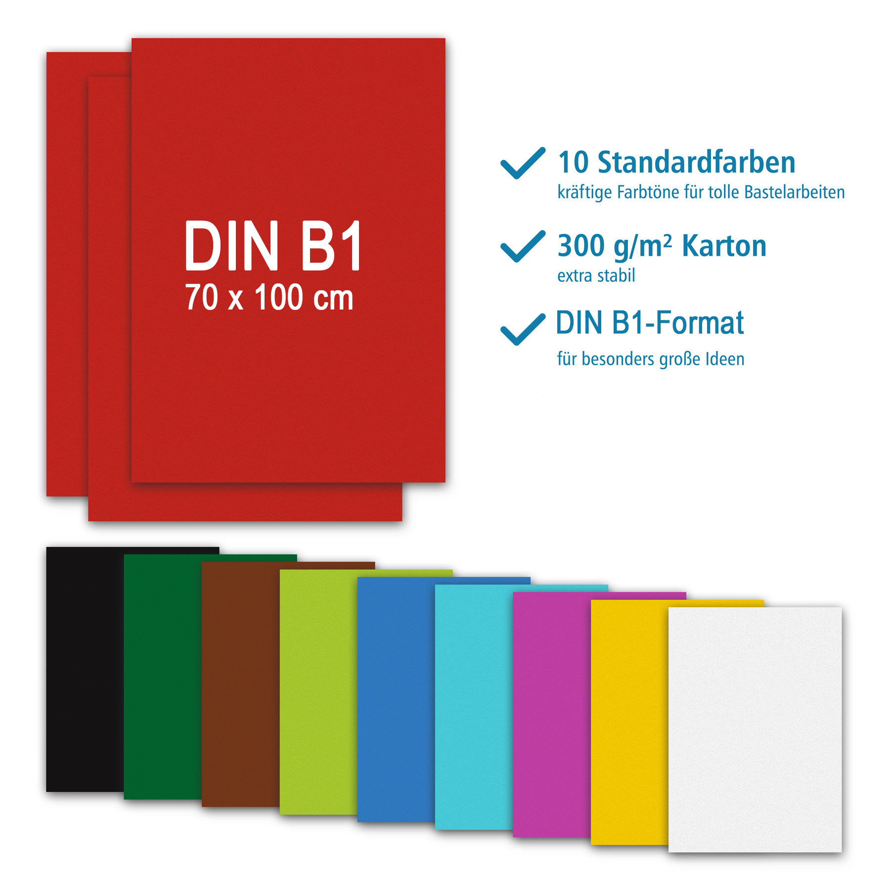 itenga Fotokarton farbig sortiert 70x100cm 300g/qm 10 Bo...