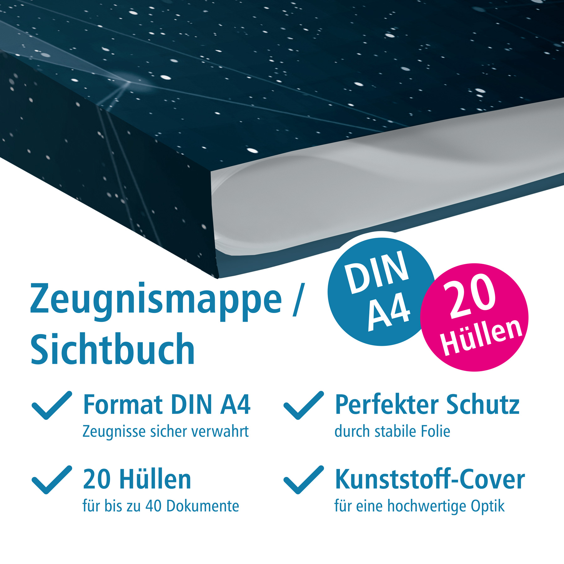 itenga Zeugnismappe A4 Kunststoff Sichtbuch Motiv High T...