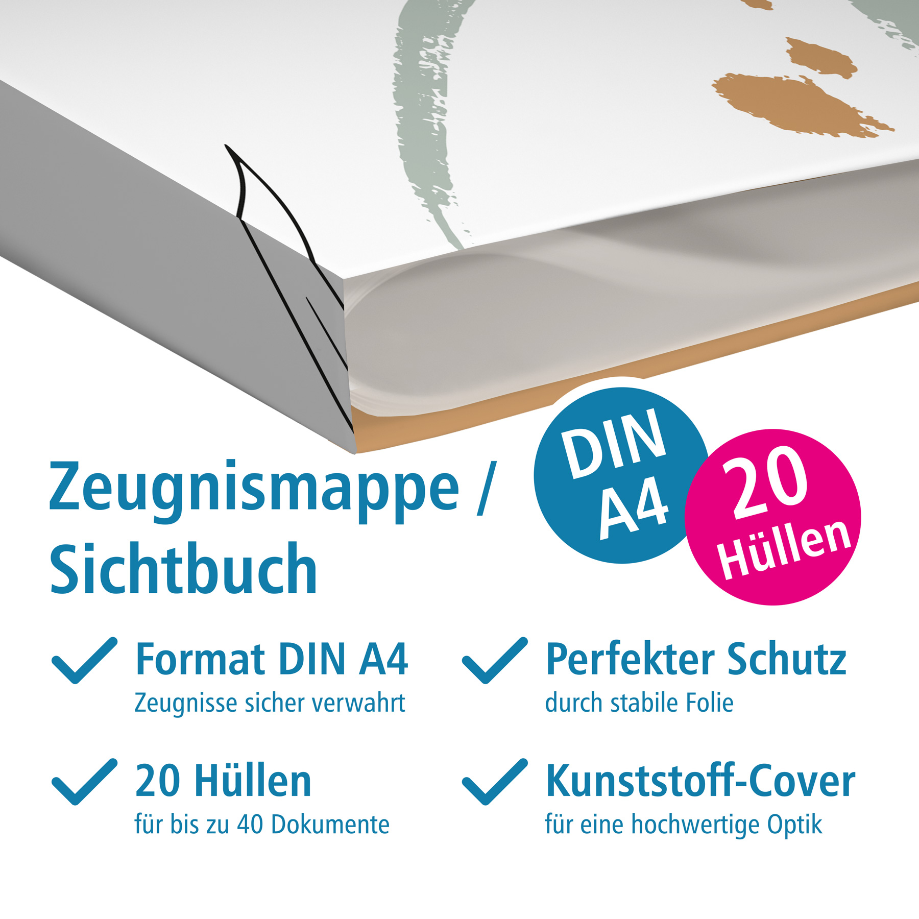 itenga Zeugnismappe A4 Kunststoff Sichtbuch Motiv Blumen...