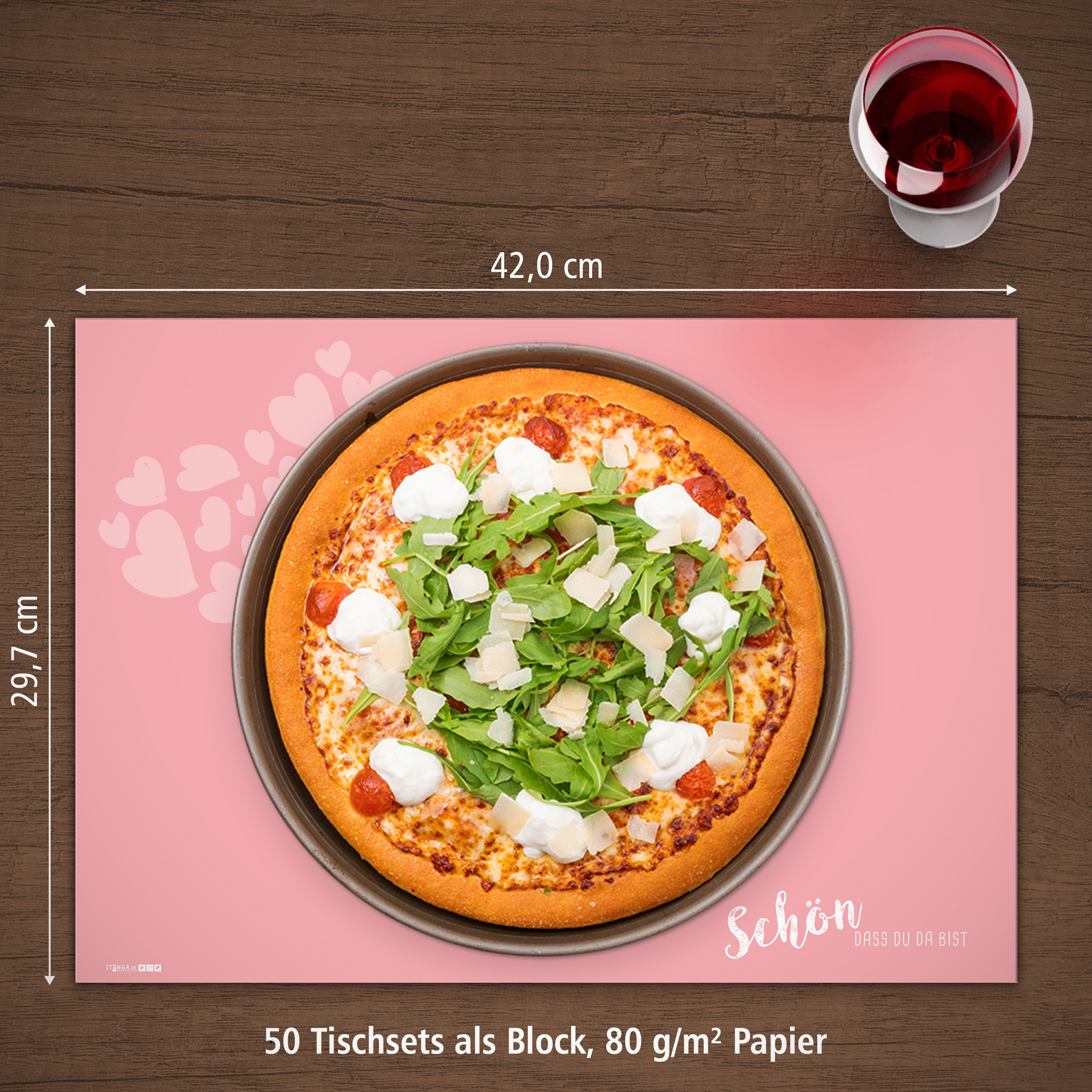 itenga Platzset Tischset "Sch�n dass du da bist" ROSA DI...