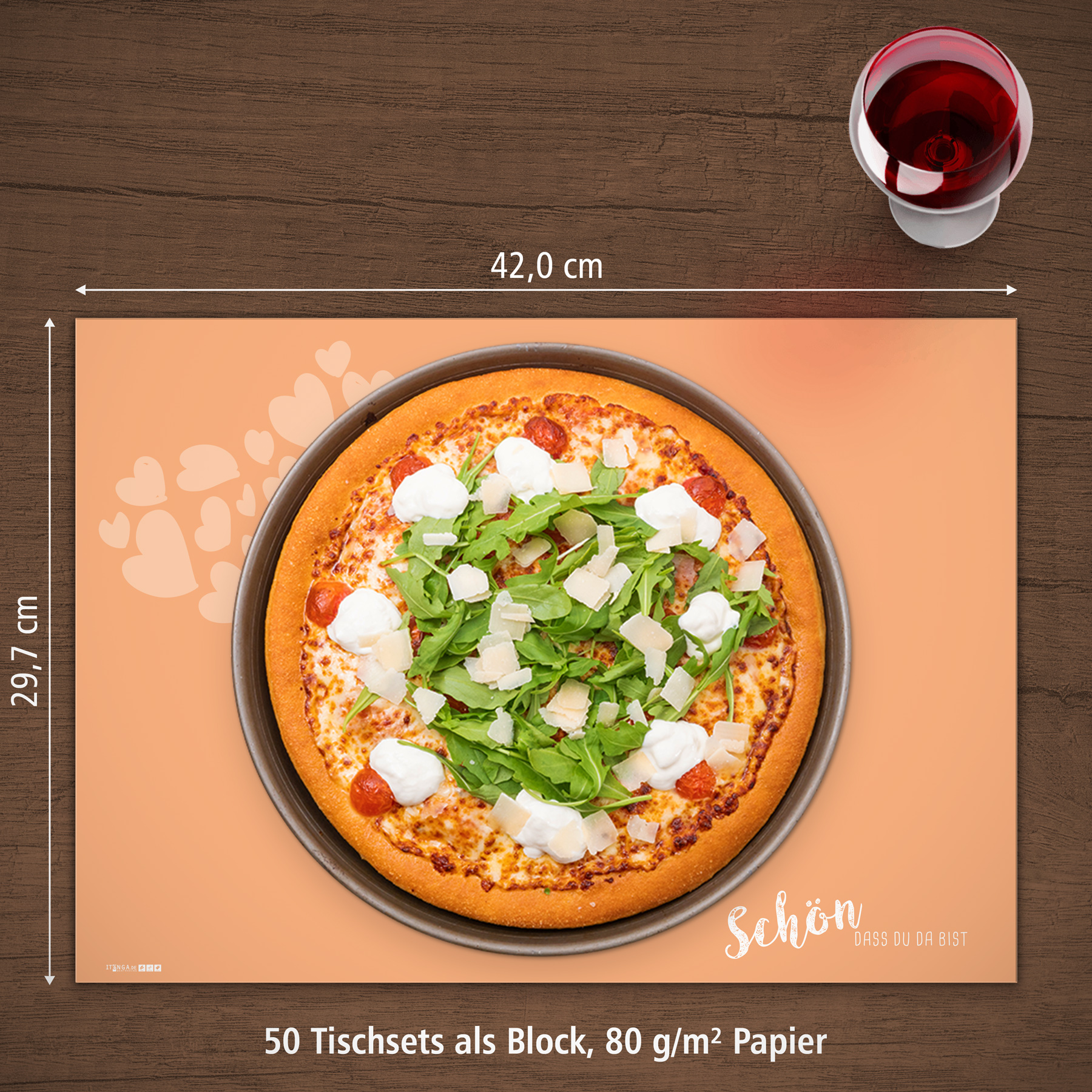 itenga Platzset Tischset "Sch�n dass du da bist" APRICOT...