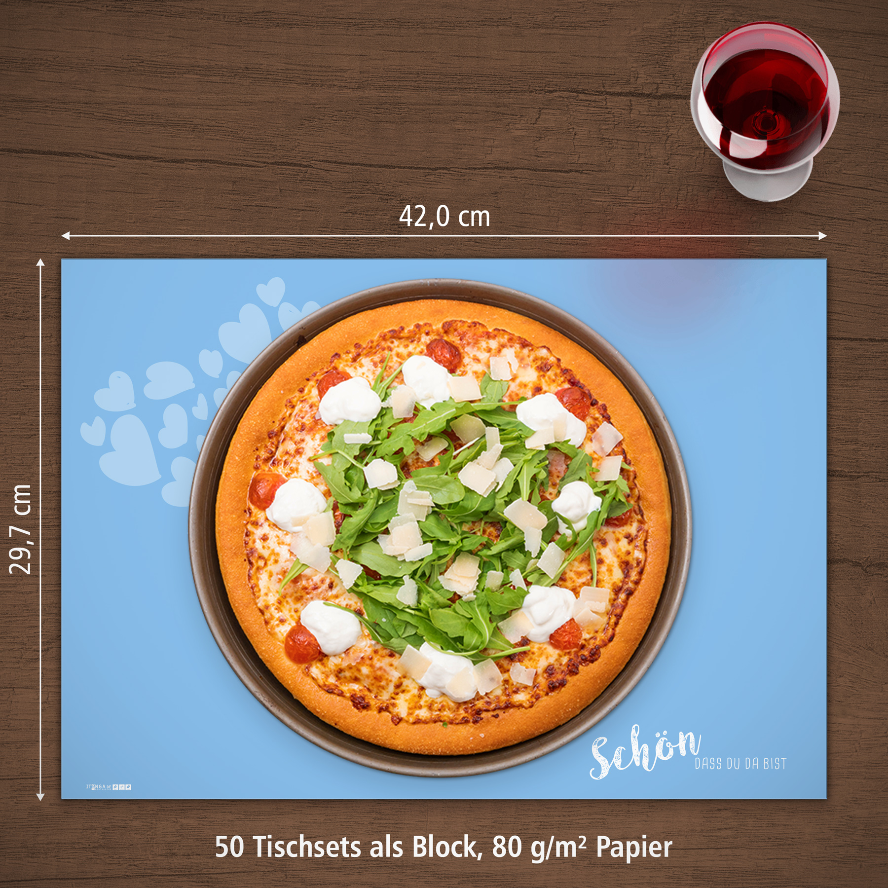 itenga Platzset Tischset "Sch�n dass du da bist" HELLBLA...