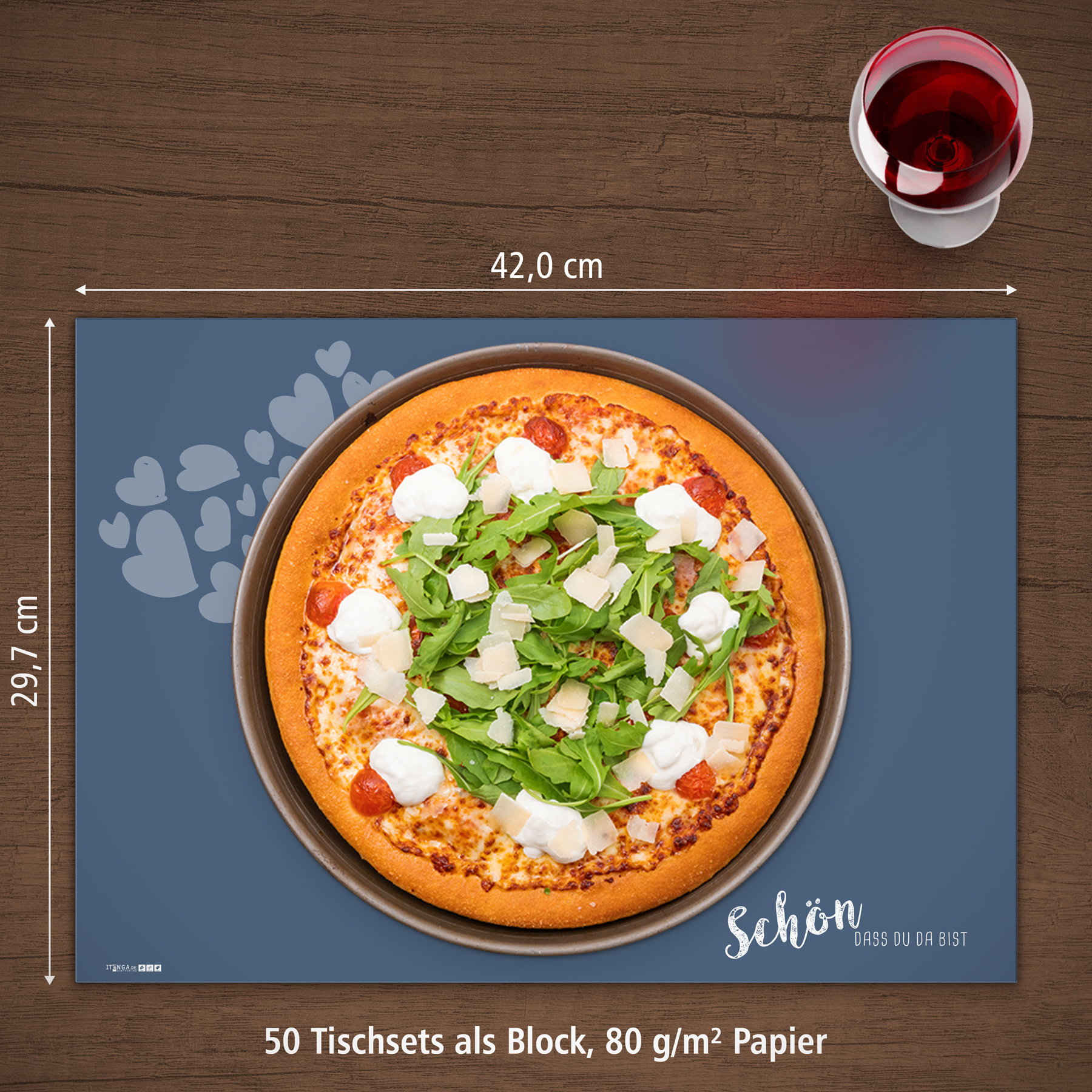 itenga Platzset Tischset "Sch�n dass du da bist" DUNKELB...
