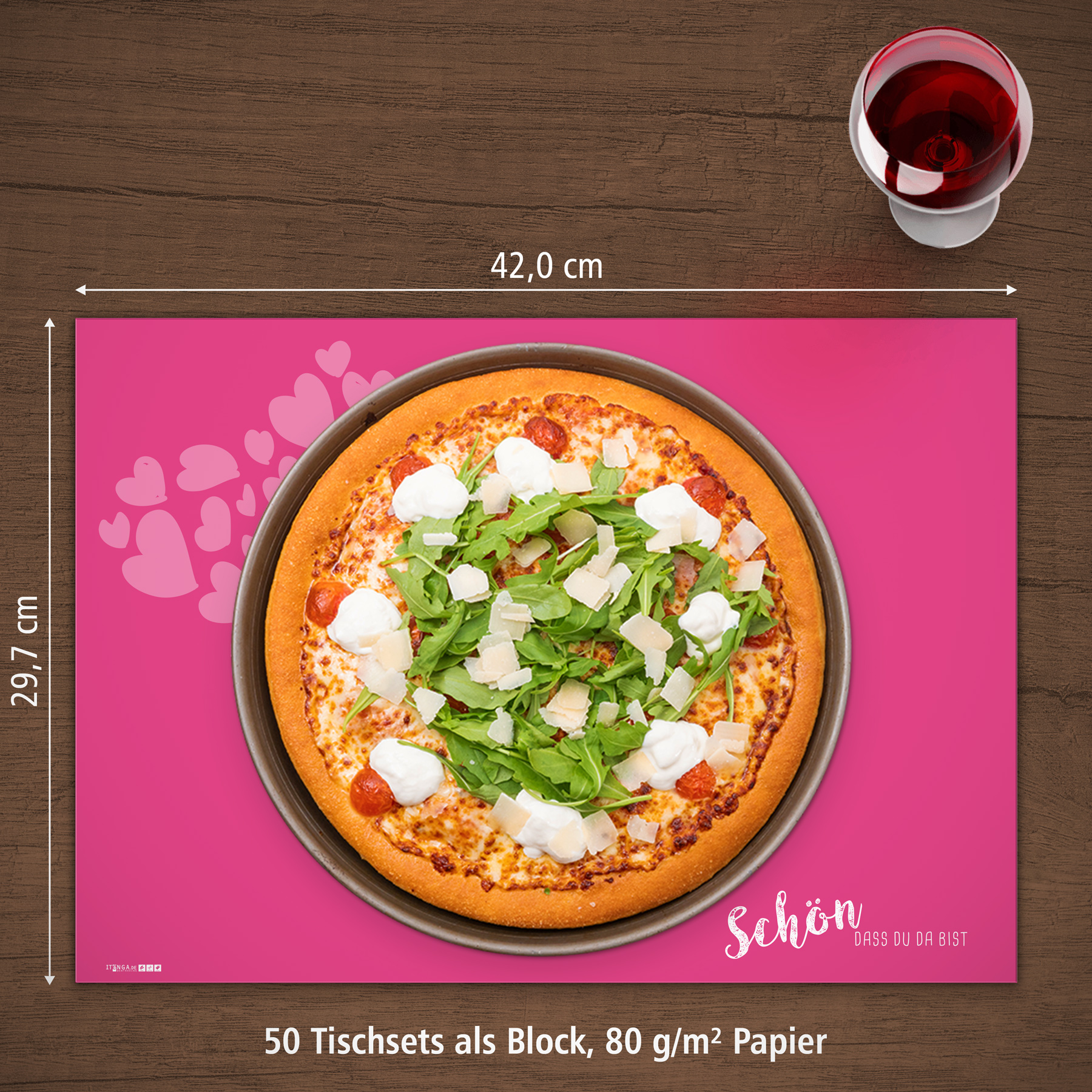 itenga Platzset Tischset "Sch�n dass du da bist" PINK DI...