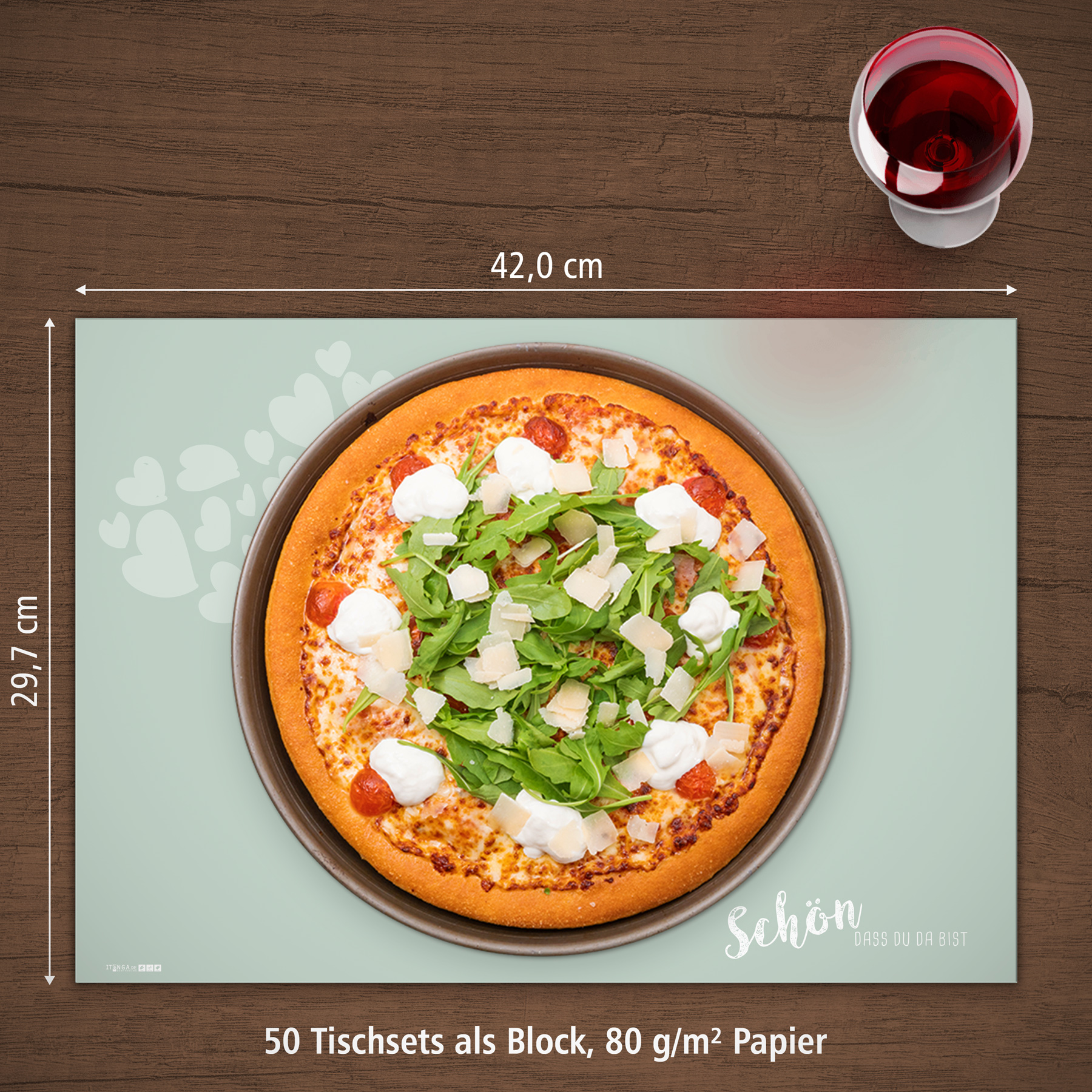 itenga Platzset Tischset "Sch�n dass du da bist" EUKALYP...