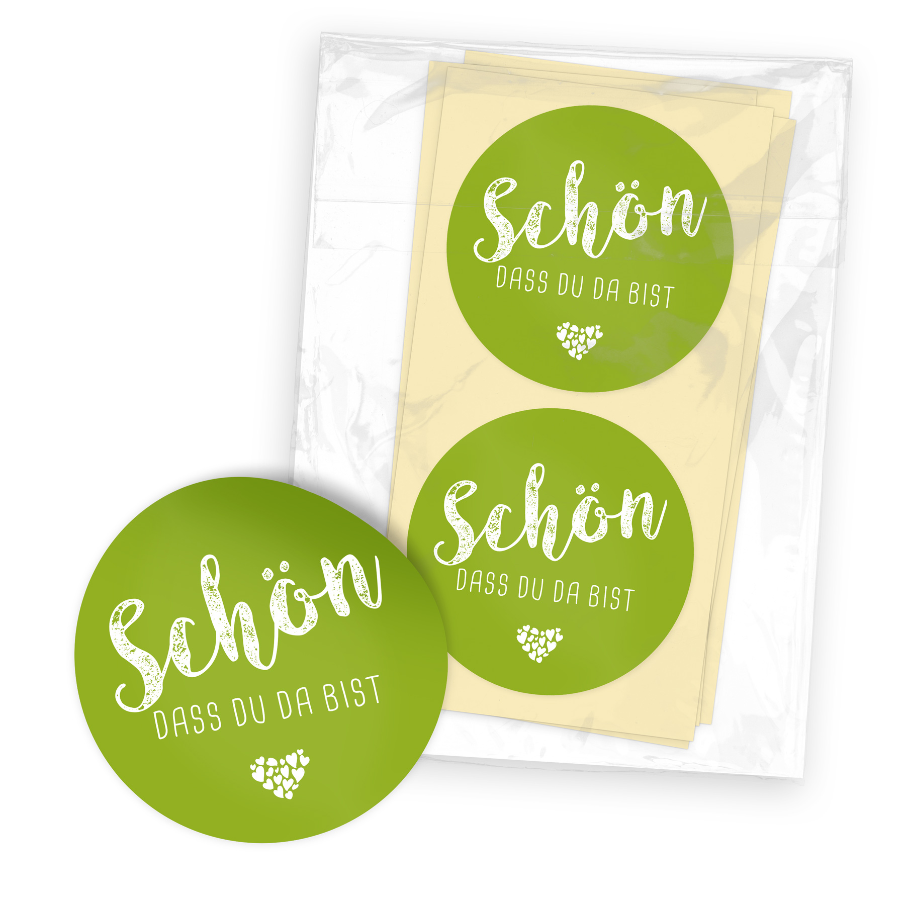 itenga 24x Sticker Aufkleber "Sch�n dass du da bist" gr�n