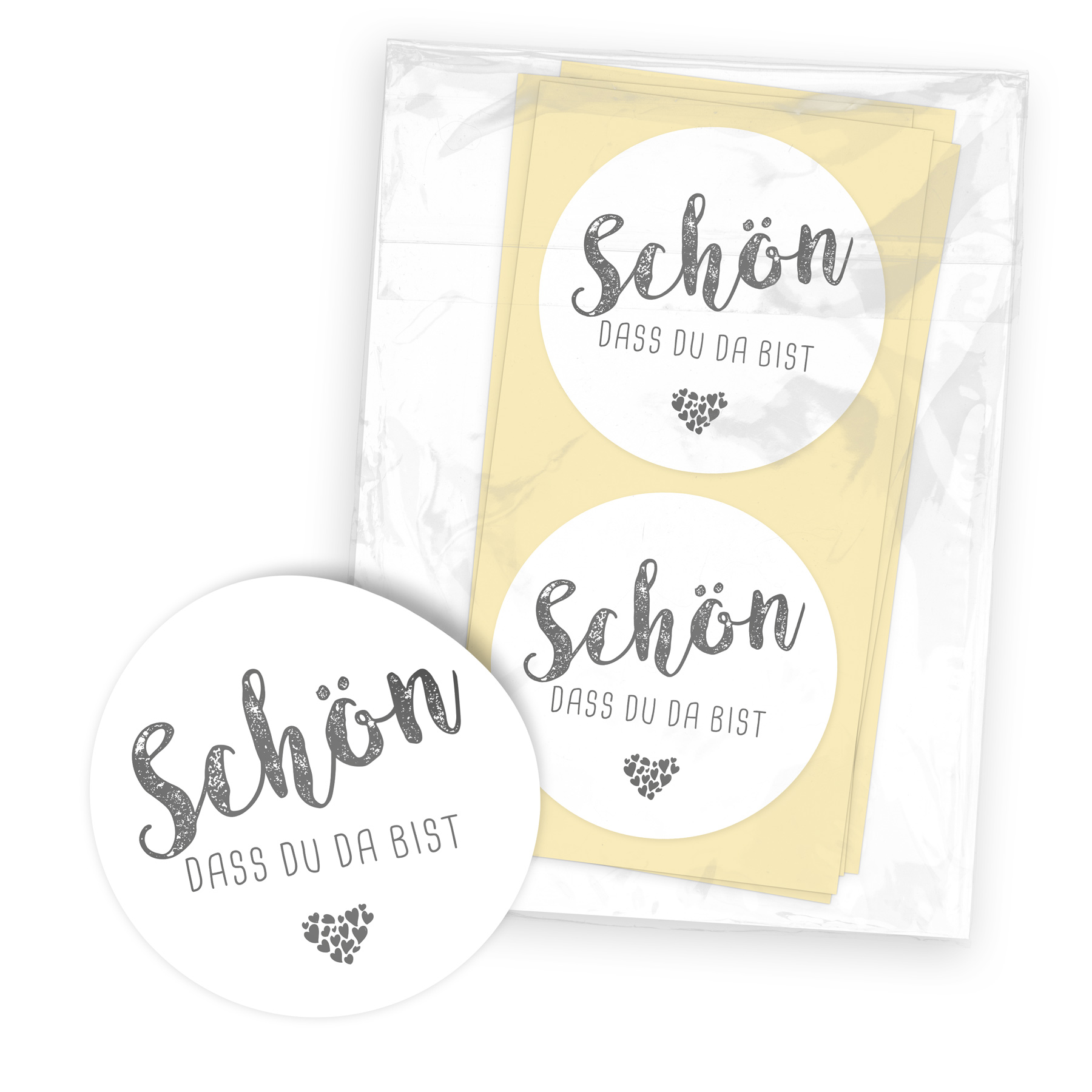 itenga 24x Sticker Aufkleber "Sch�n dass du da bist" wei...