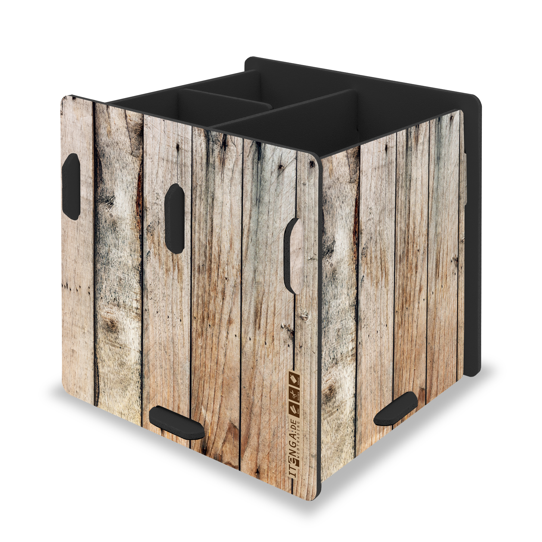itenga Stiftek�cher "Holzkiste" steckbar aus Kunststoff