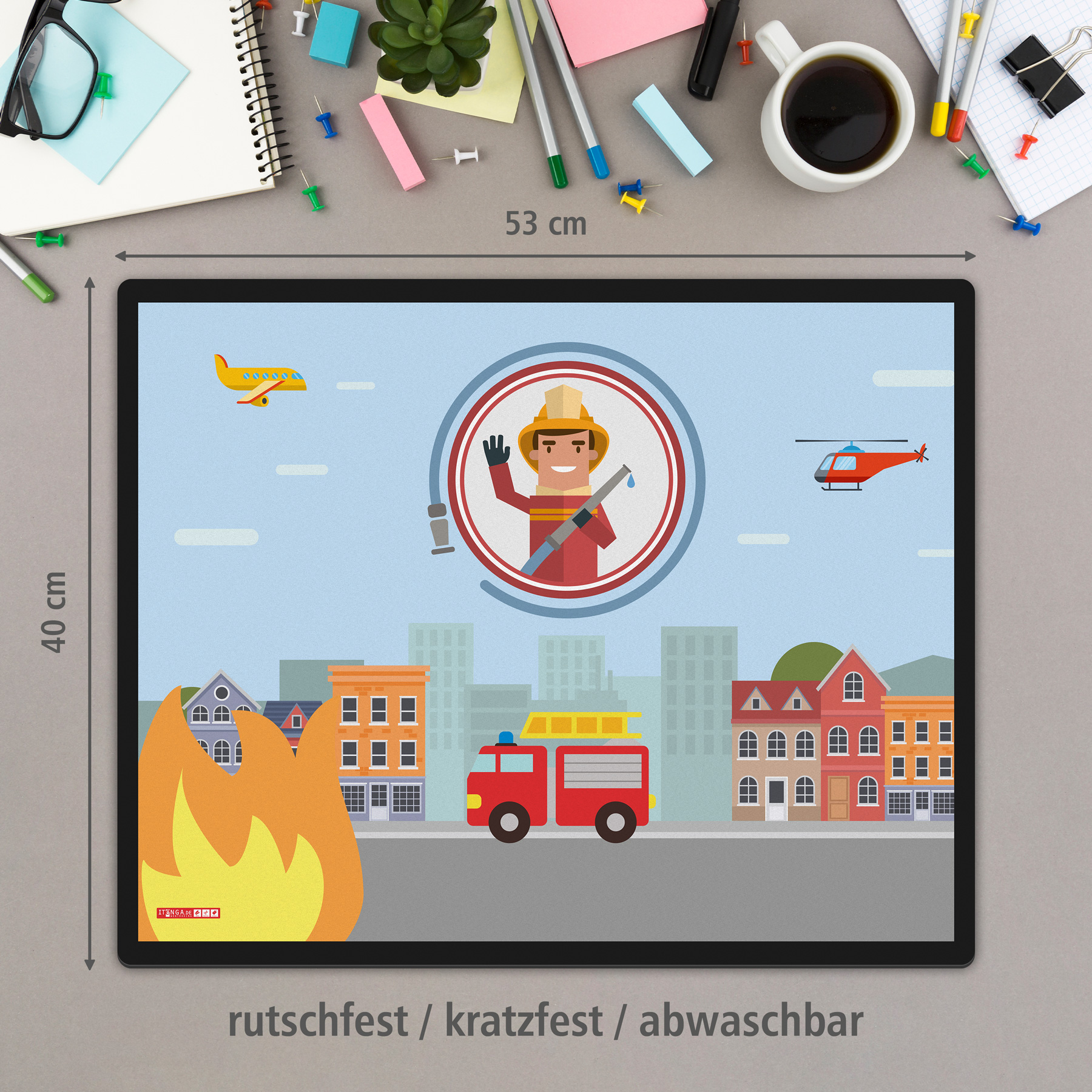itenga Schreibunterlage V1 Motiv Feuerwehr Kindergartenm...