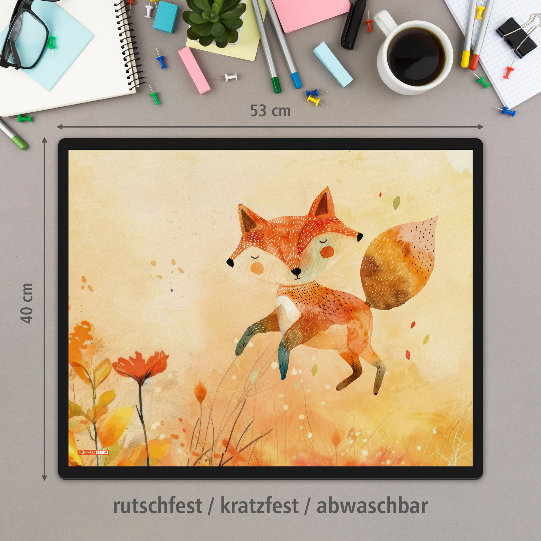 itenga Schreibunterlage V1 Motiv FUCHS Wasserfarben