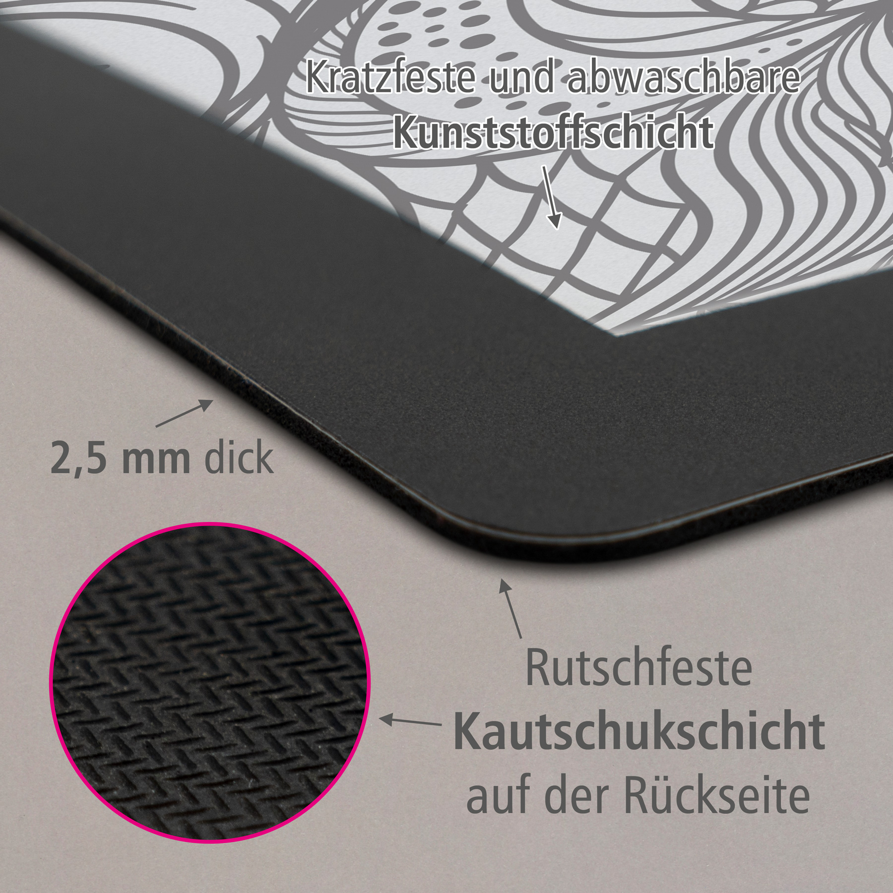 itenga Schreibunterlage V1 Motiv Line Art Schwarz Weiss