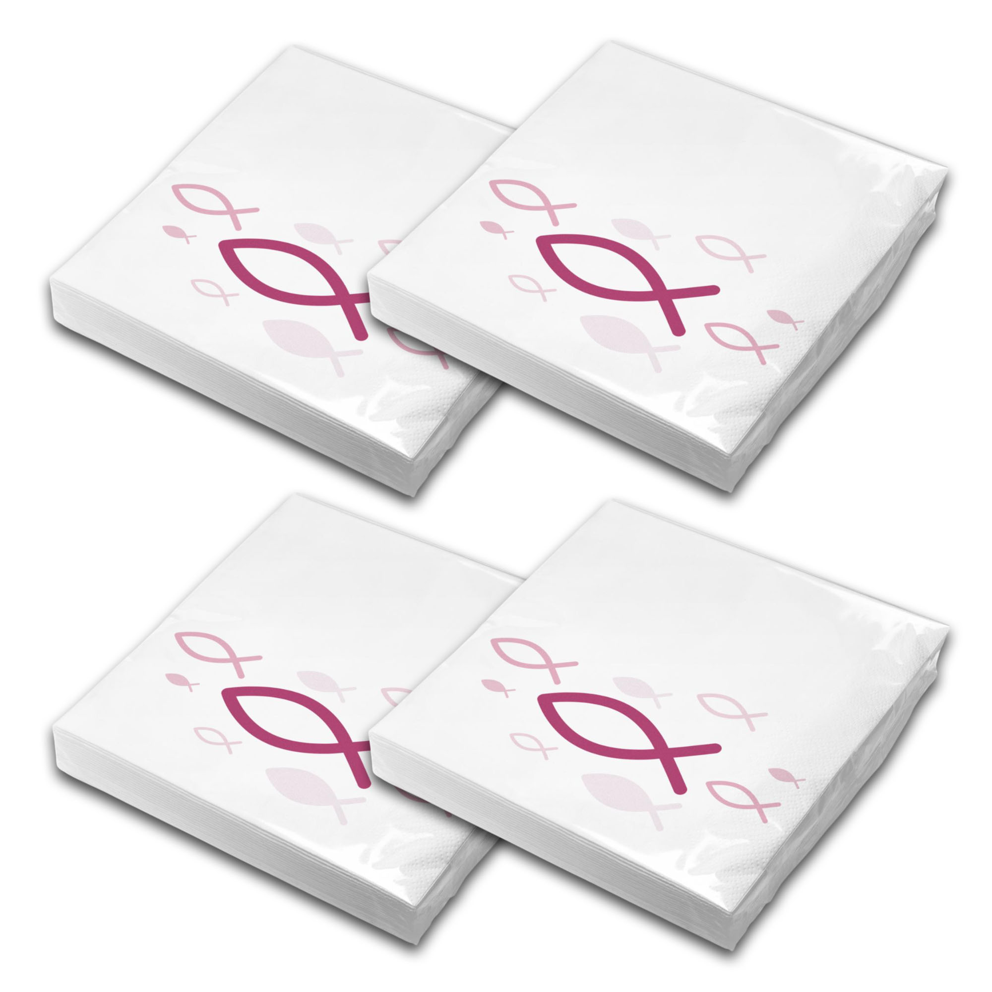 itenga Servietten Fisch WEI� Pink 30 x 30 cm 3-lagig 80 ...