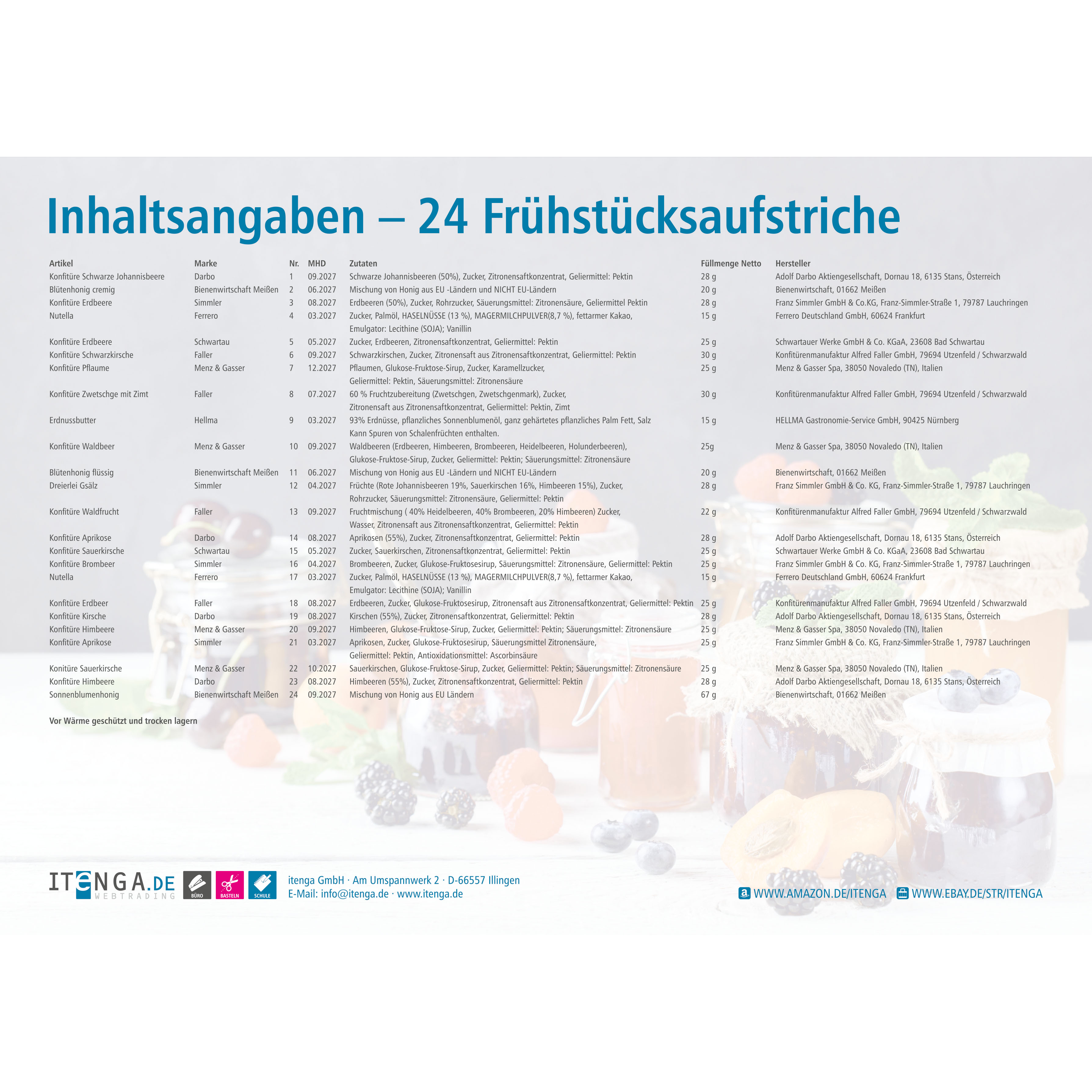 itenga Adventskalender Fr�hst�ck Brotaufstriche