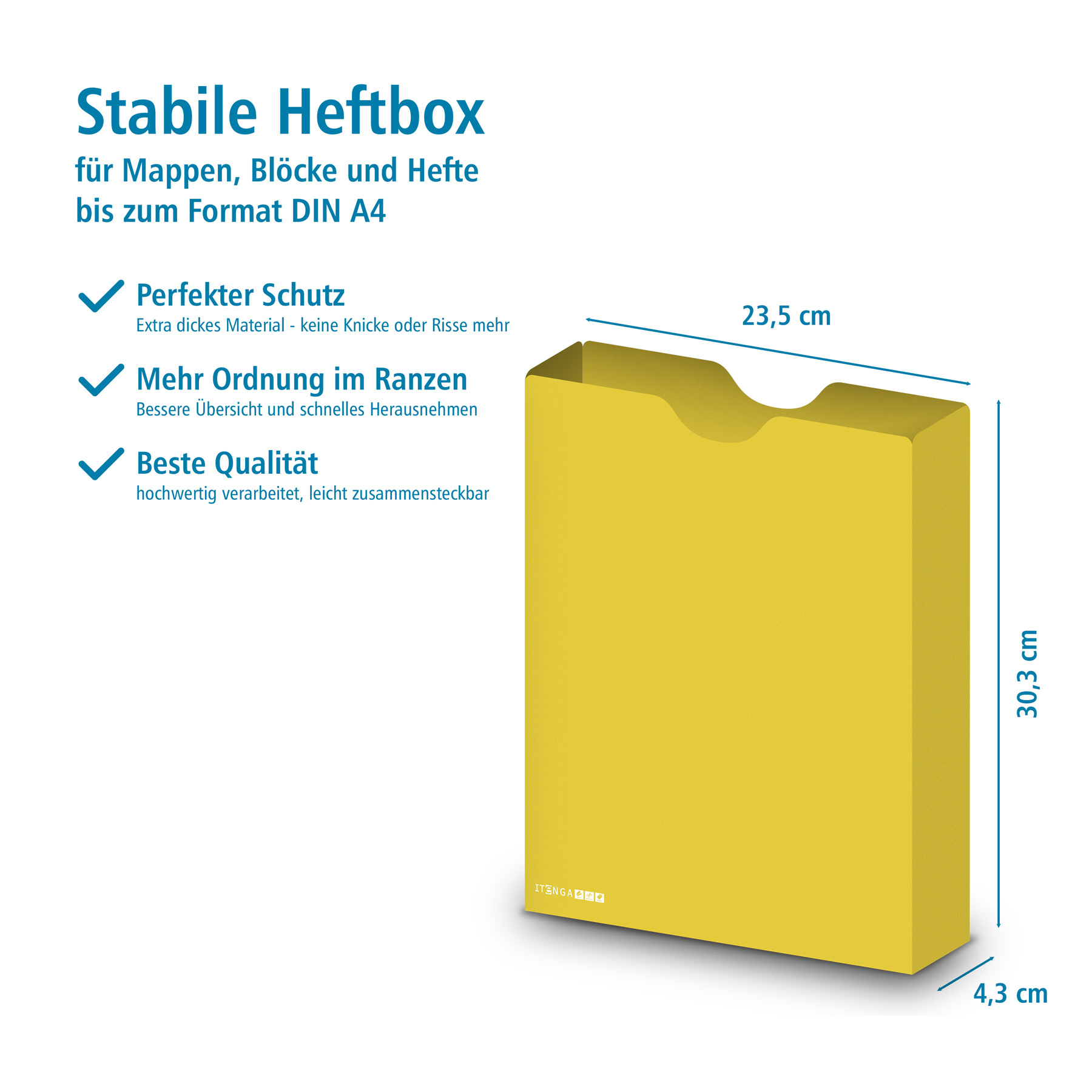 itenga Heftbox DIN A4 Hochformat aus PP gelb