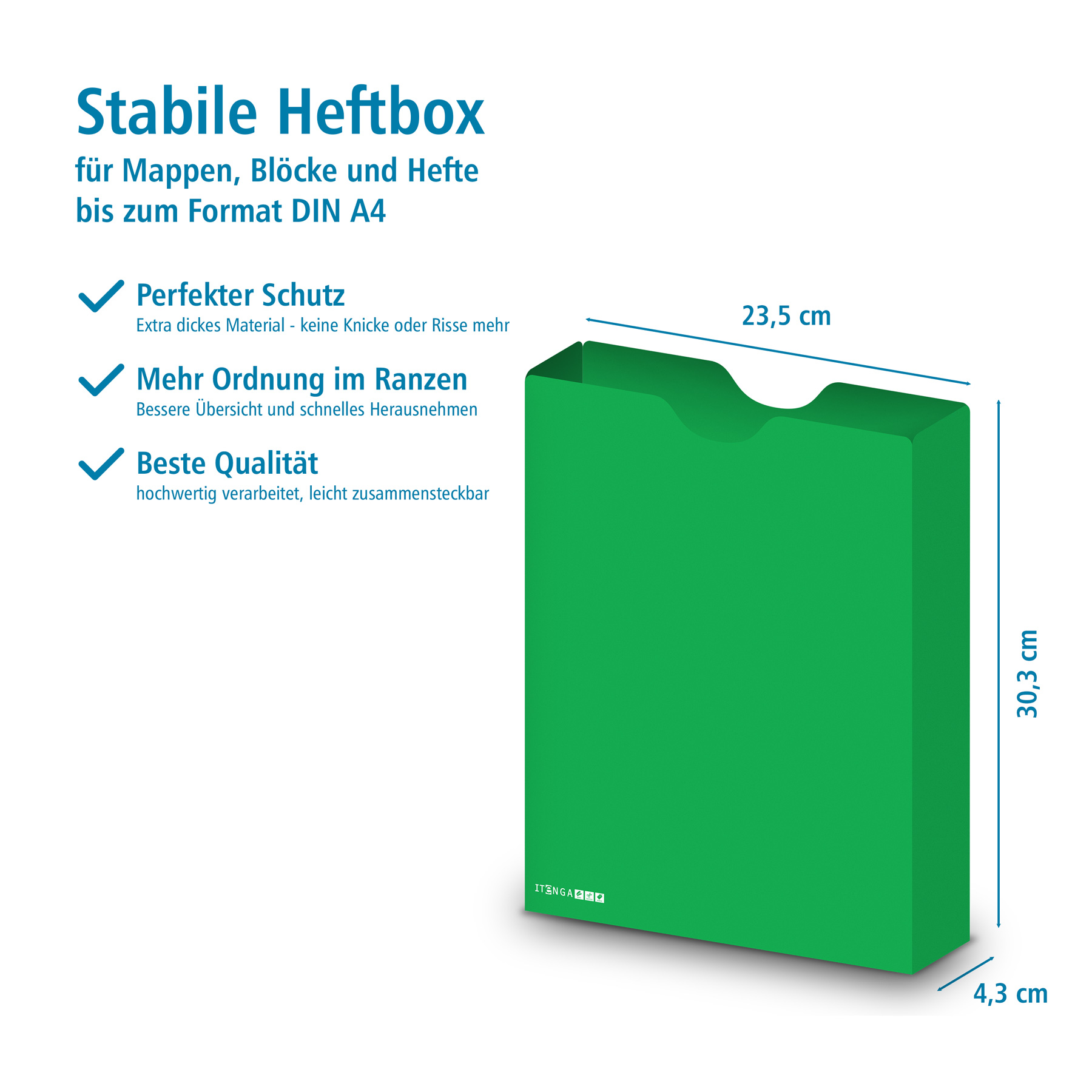 itenga Heftbox DIN A4 Hochformat aus PP gr�n