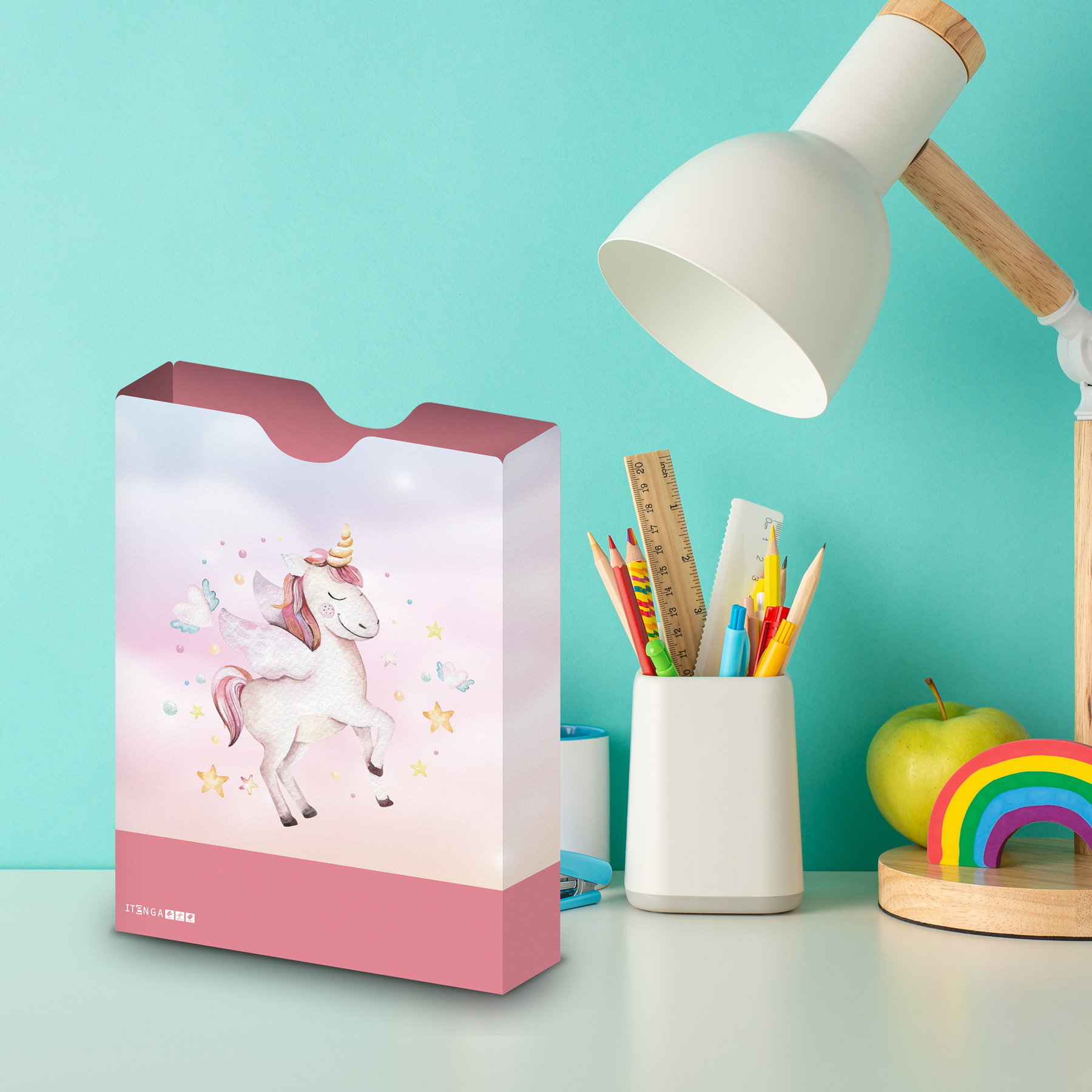 itenga Heftbox DIN A4 Hochformat aus PP Motiv Einhorn Wa...