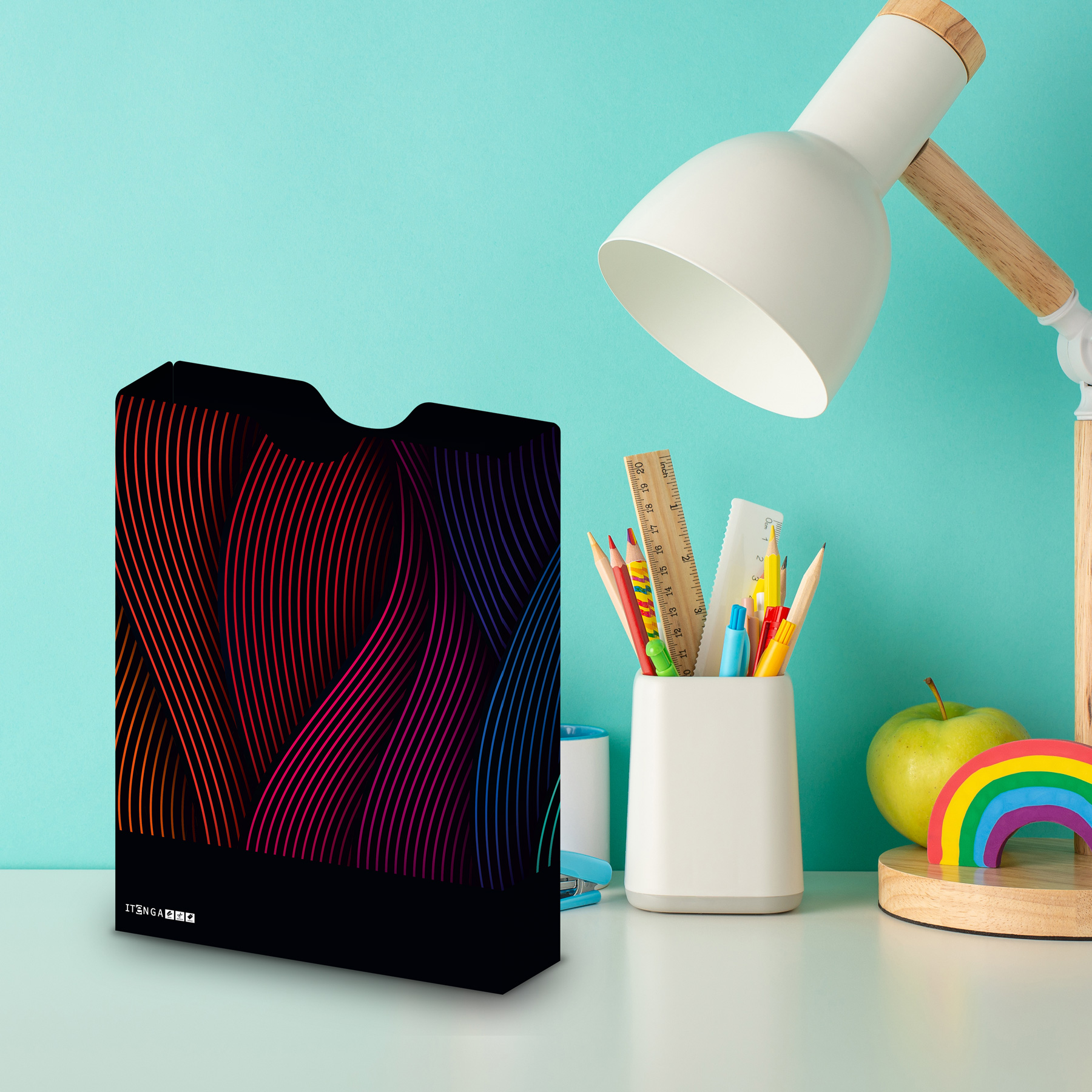 itenga Heftbox DIN A4 Hochformat aus PP Motiv Wellen