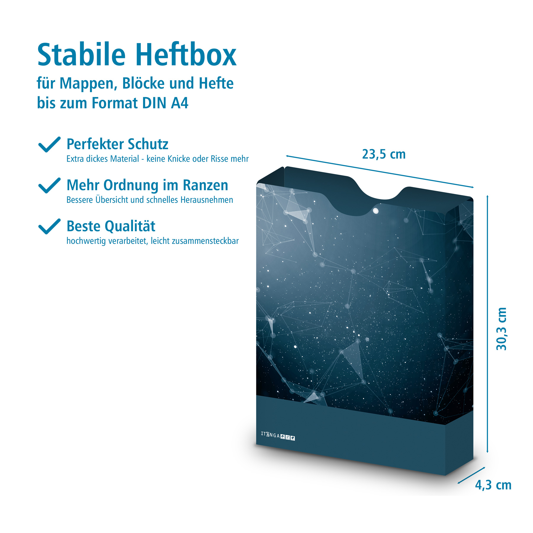 itenga Heftbox DIN A4 Hochformat aus PP Motiv Hightech A...
