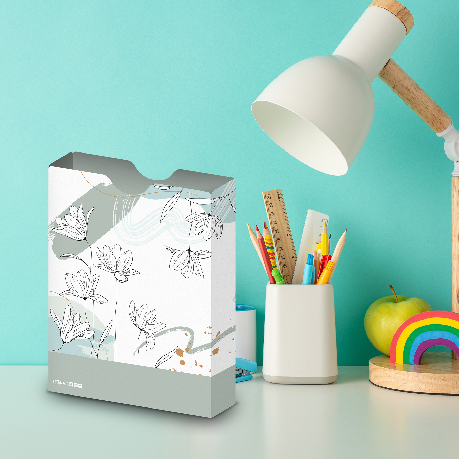 itenga Heftbox DIN A4 Hochformat aus PP Motiv Blumenmoti...