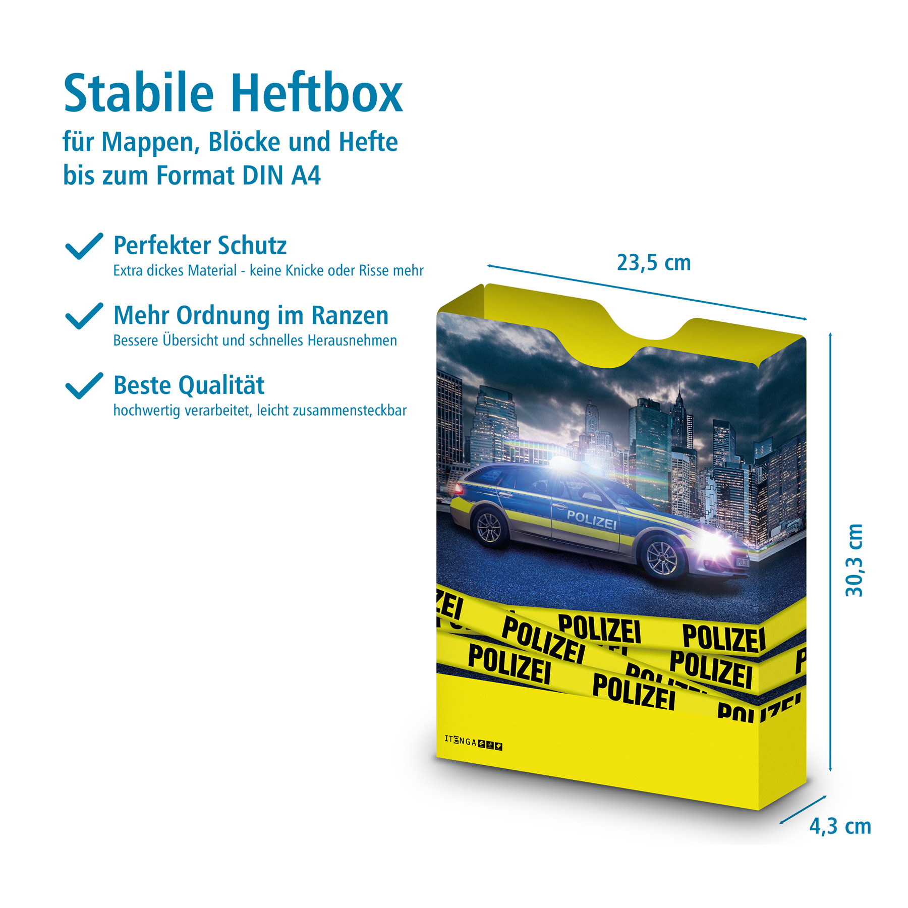itenga Heftbox DIN A4 Hochformat aus PP Motiv Polizei