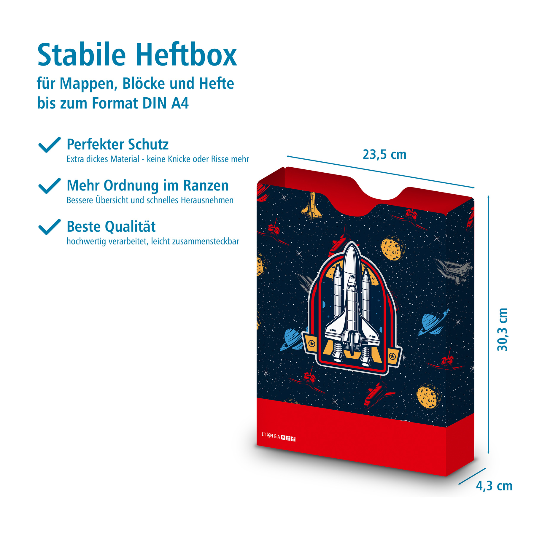 itenga Heftbox DIN A4 Hochformat aus PP Motiv Weltraum