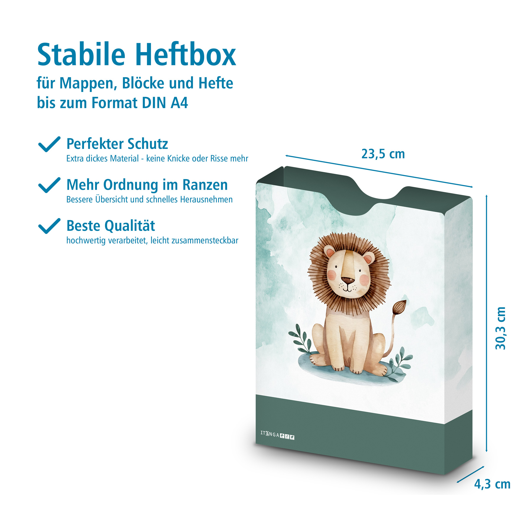 itenga Heftbox DIN A4 Hochformat aus PP Motiv L�WE