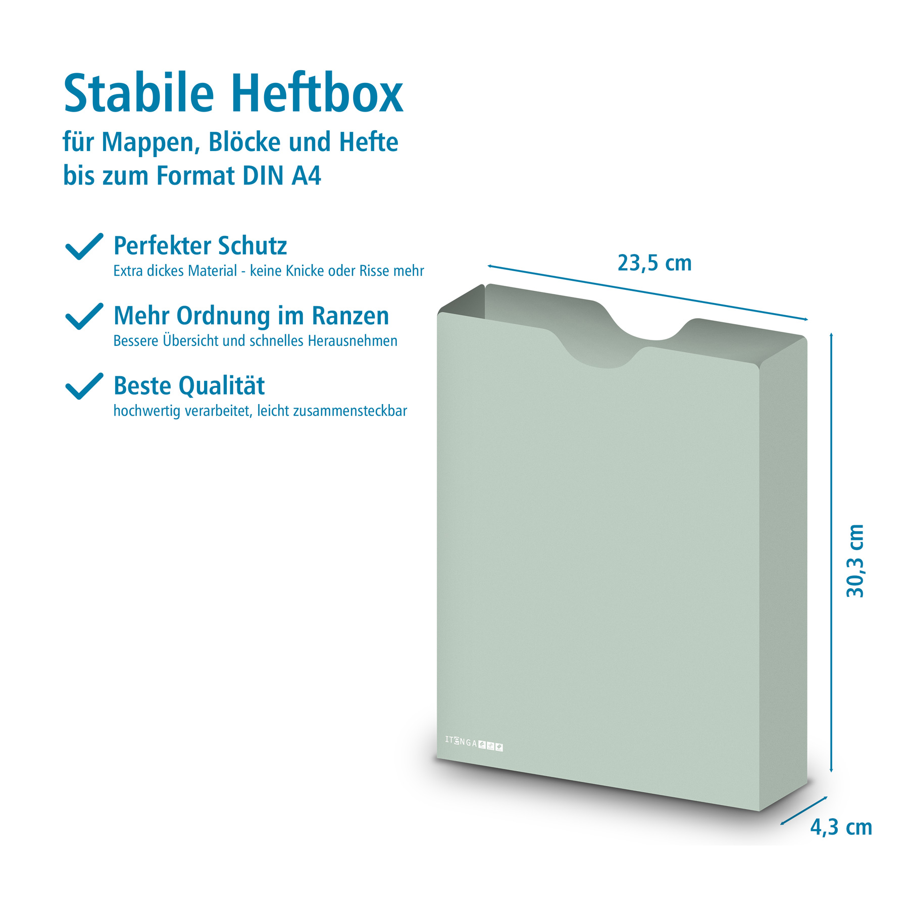 itenga Heftbox DIN A4 Hochformat aus PP Pastell rosa Euk...