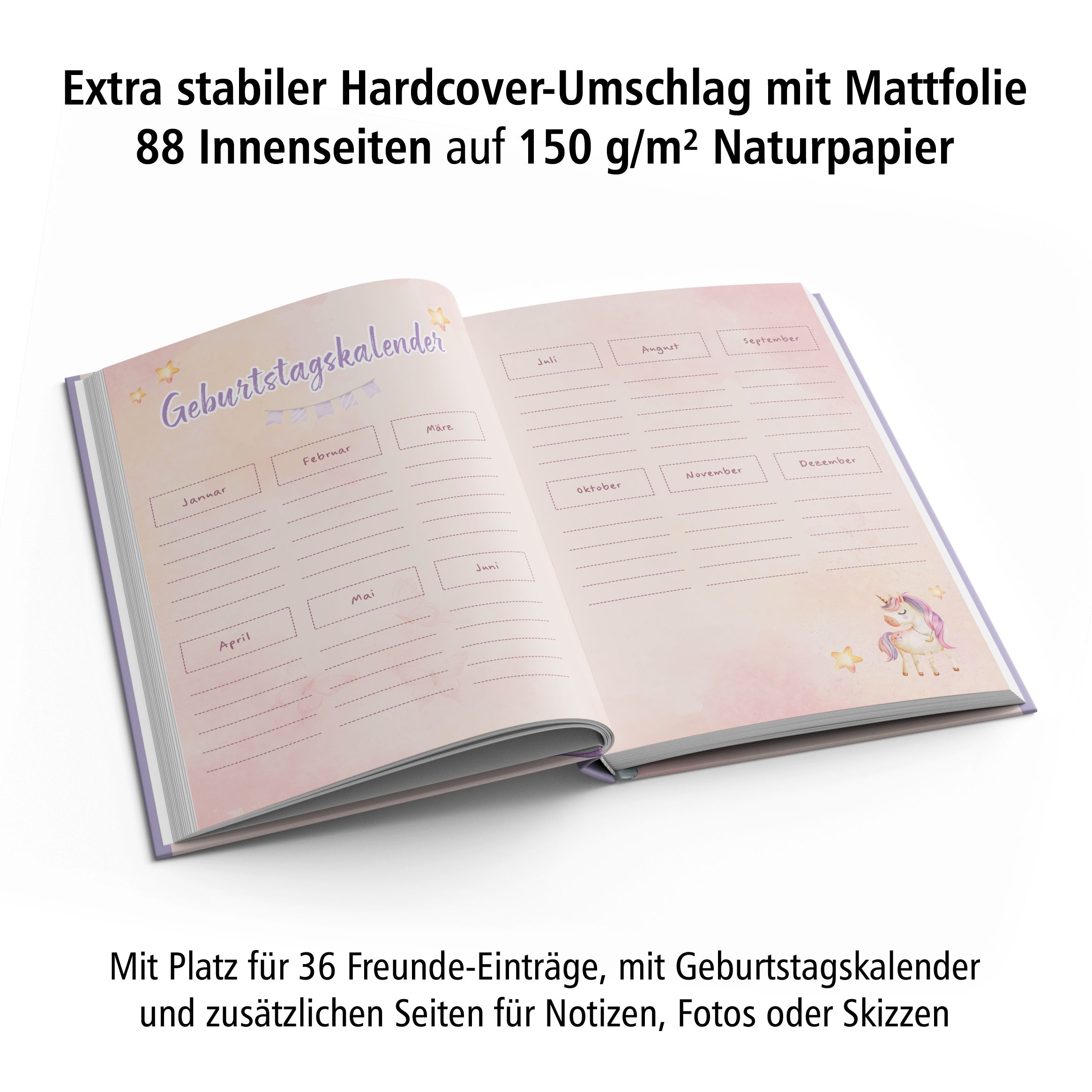 itenga Kindergarten Freundebuch Motiv Einhorn Wasserfarb...