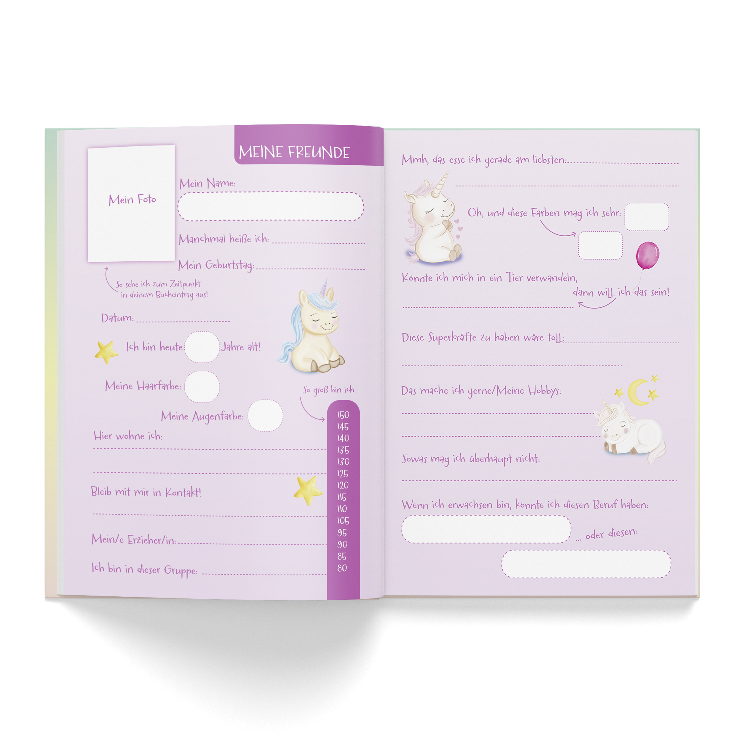 itenga Kindergarten Freundebuch Motiv Einhorn DIN A5, 88...
