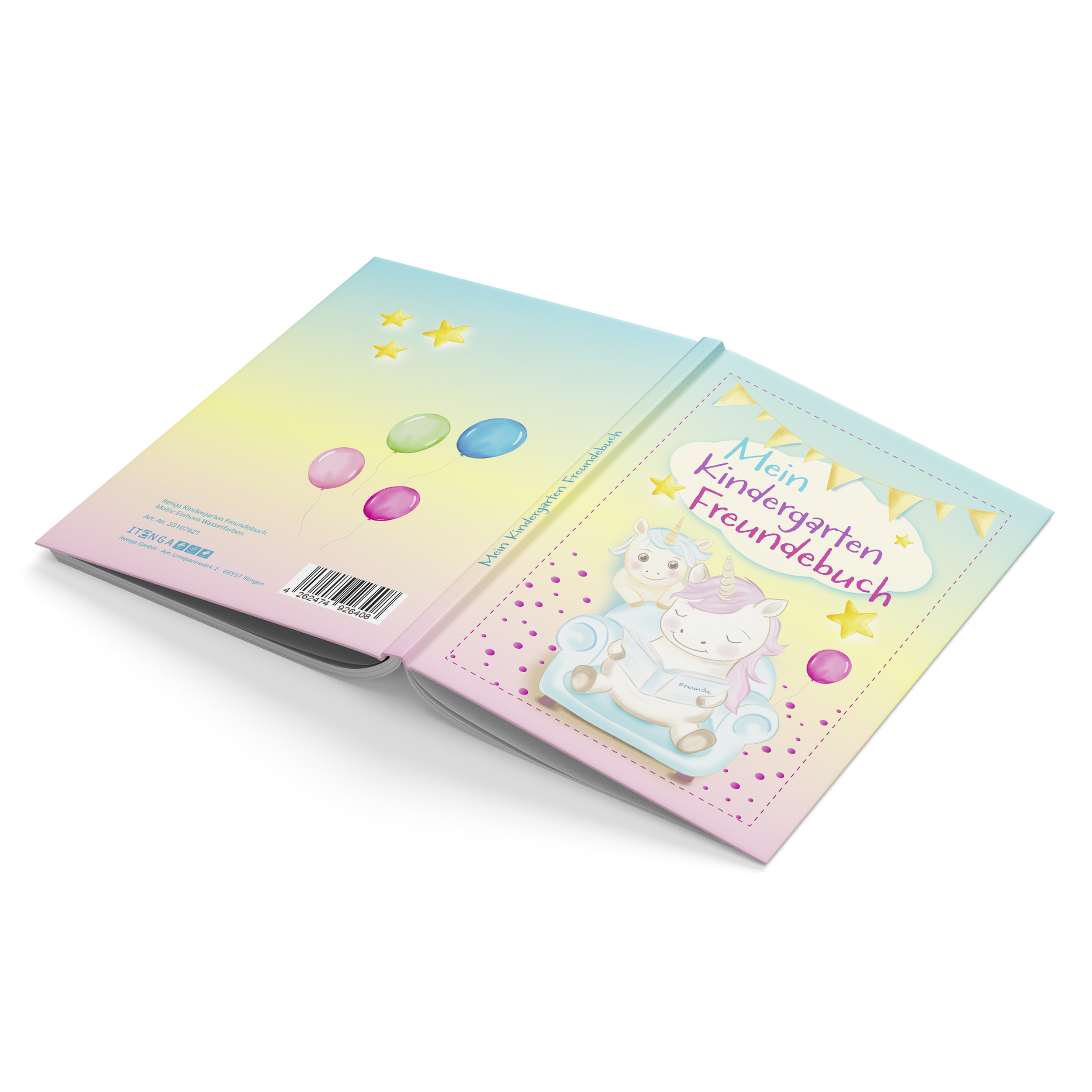 itenga Kindergarten Freundebuch Motiv Einhorn DIN A5, 88...