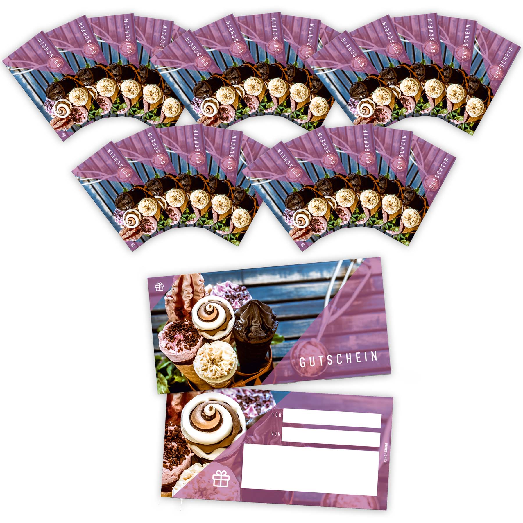 itenga 25x Geschenkgutscheine Eis Eiscaf� (Motiv 28) Pos...