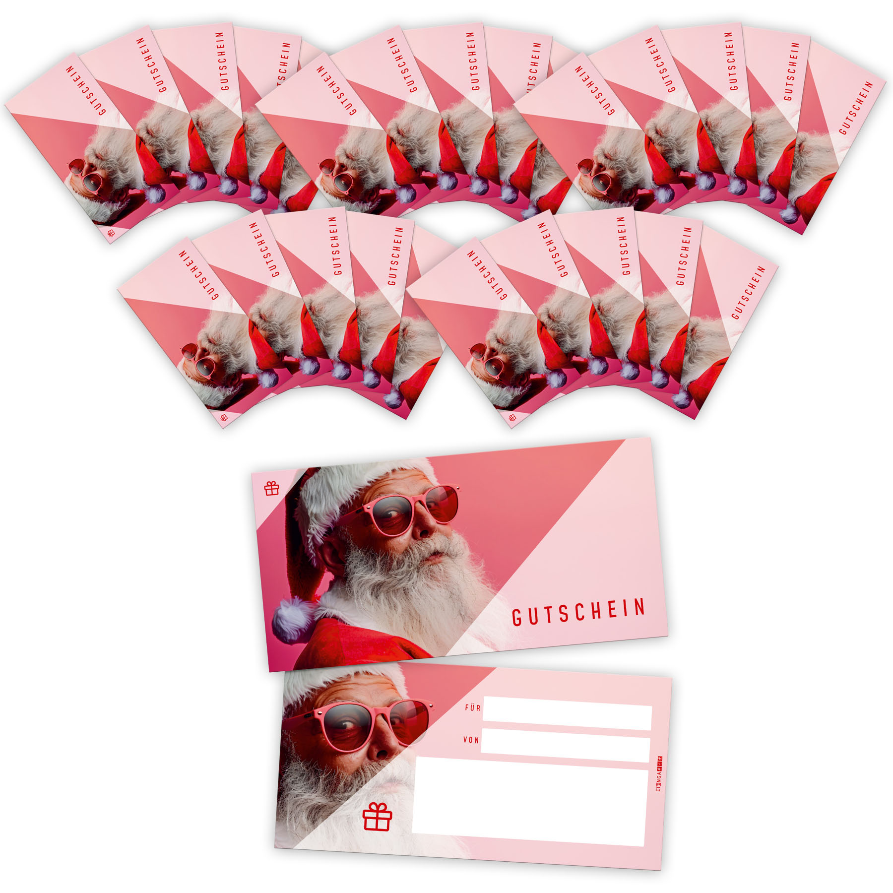 itenga 25x Geschenkgutscheine Weihnachten Santa Weihnach...