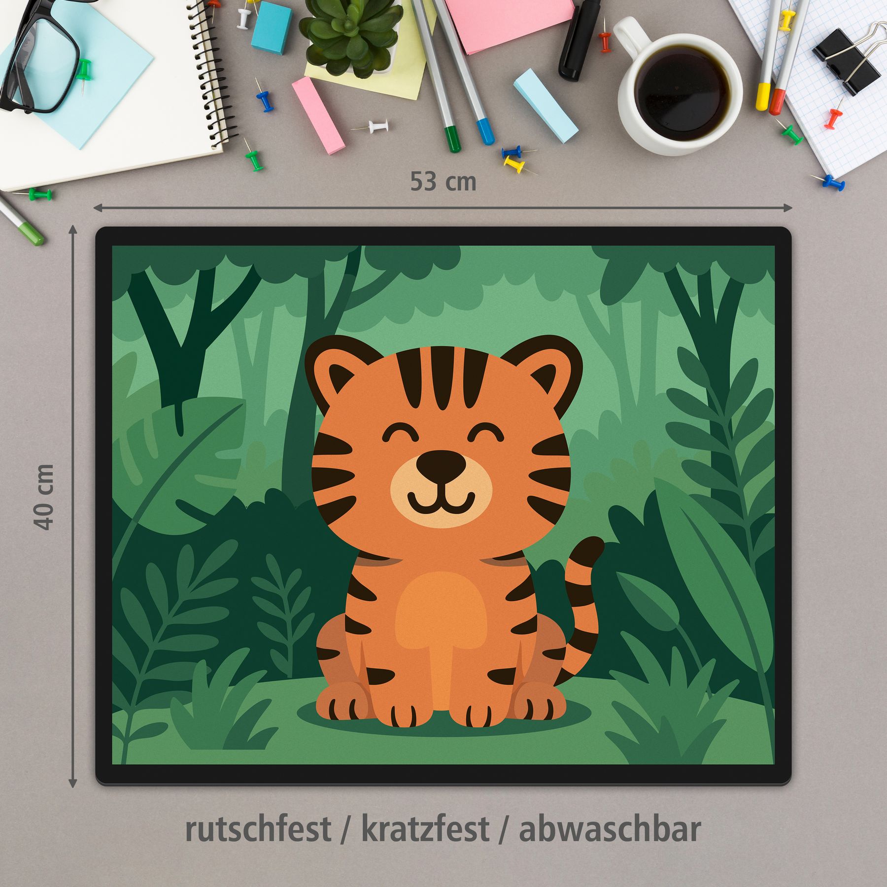 itenga Schreibunterlage V1 Motiv TIGER im Kawaii Design