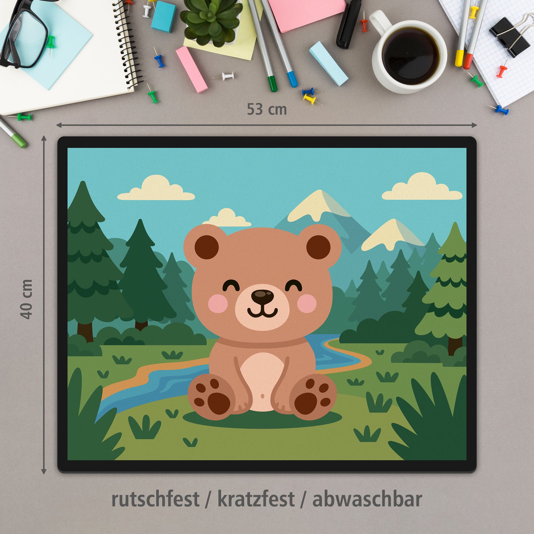 itenga Schreibunterlage V1 Motiv B�R im Kawaii Design
